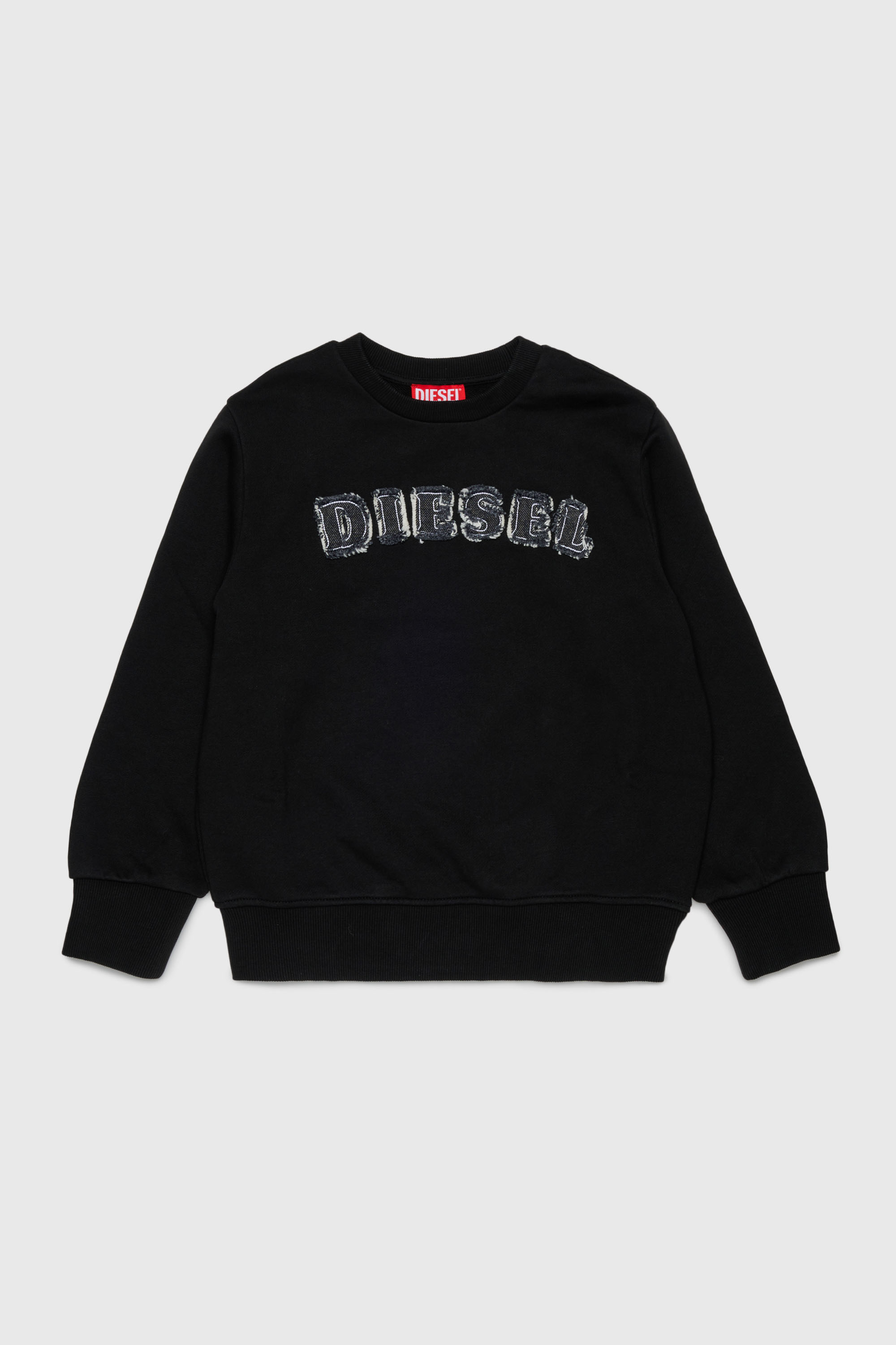 Diesel - SJEANS OVER, Felpa con lettere del logo sfrangiate Uomo in Nero - 1