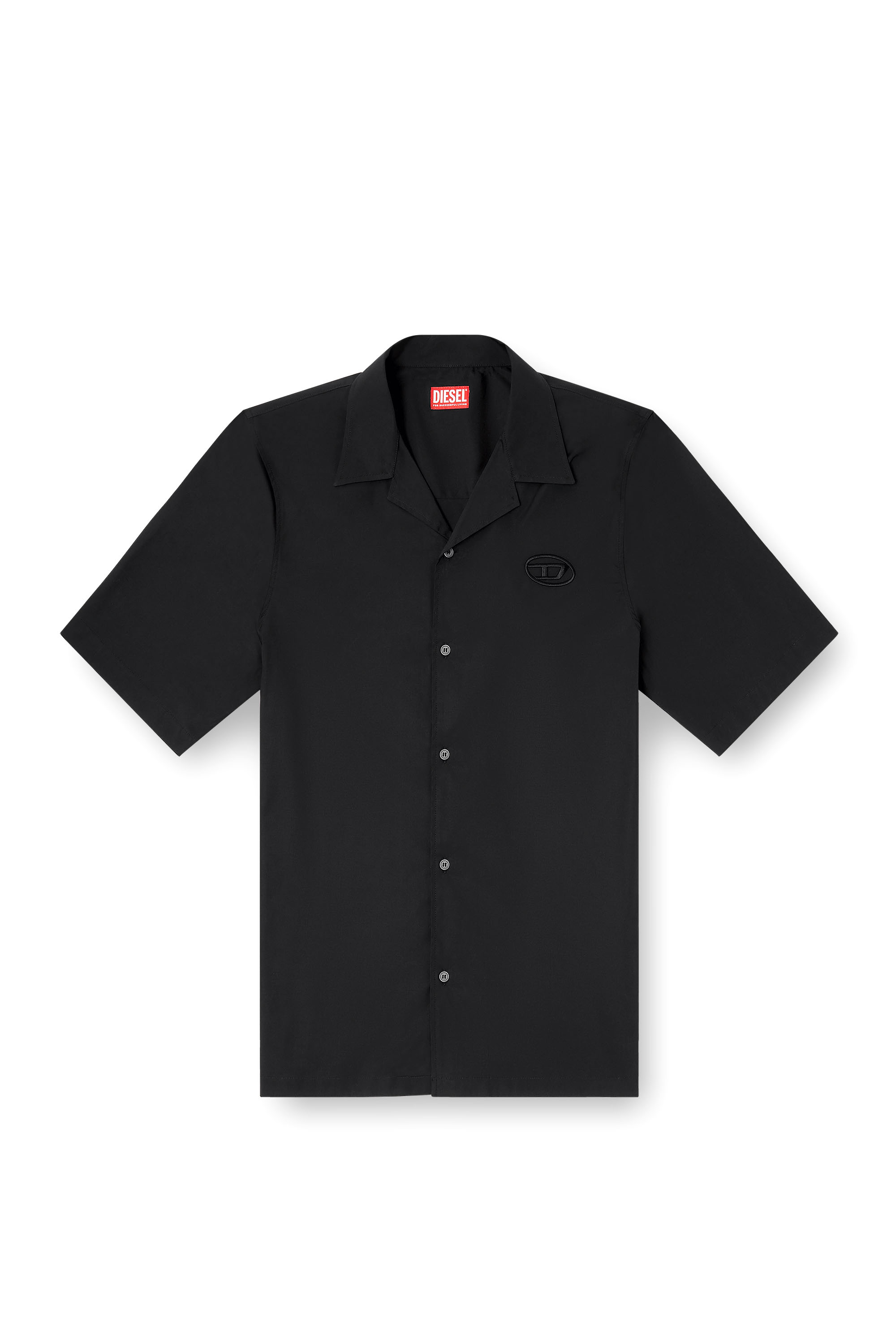 Diesel - S-MAC-GSBH, Camicia in popeline elasticizzato con ricamo Oval D Uomo in Nero - 2