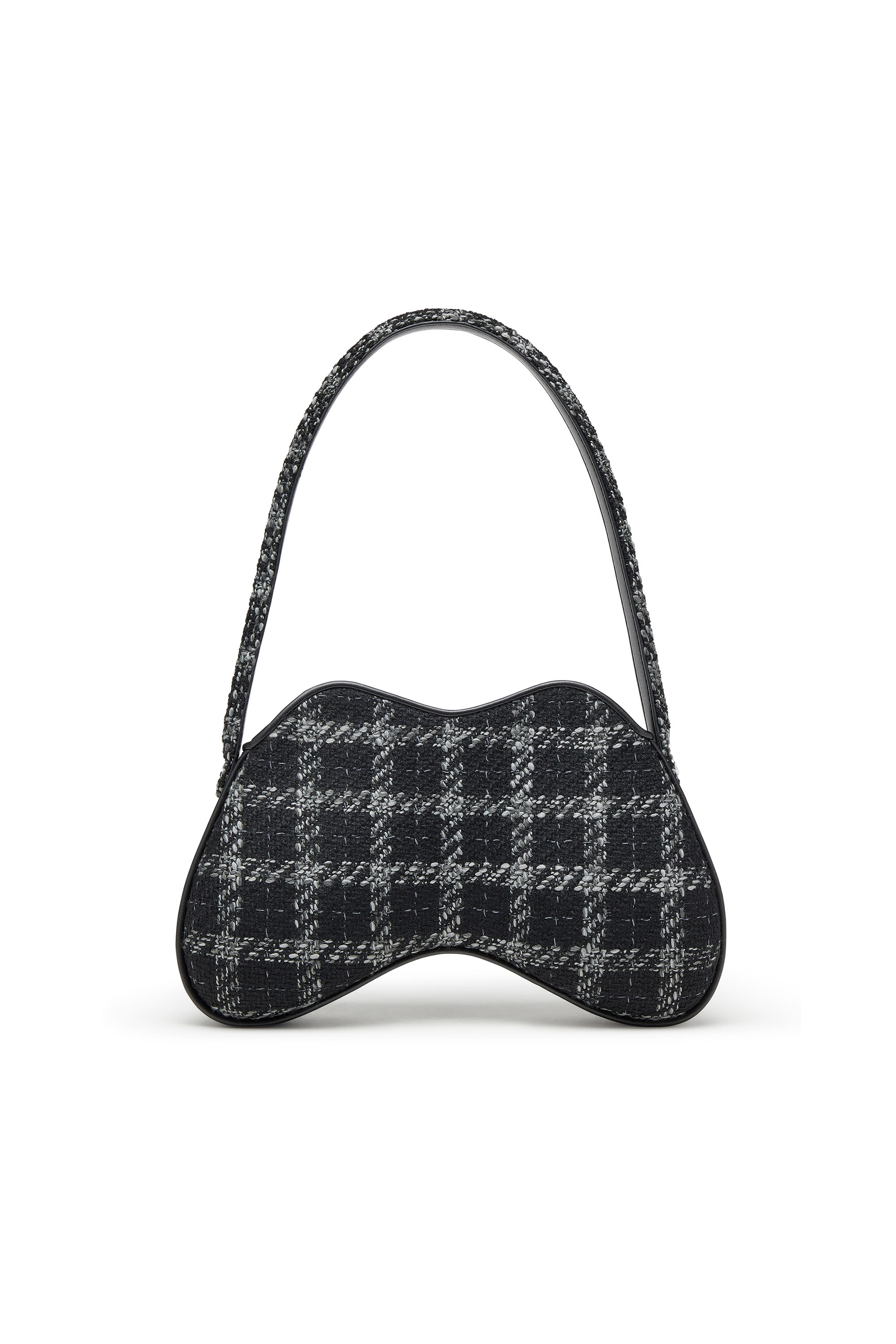 Diesel - DOUBLE-D SHOULDER, Double-D-Borsa a spalla con motivo pied-de-poule Donna in Nero - 2