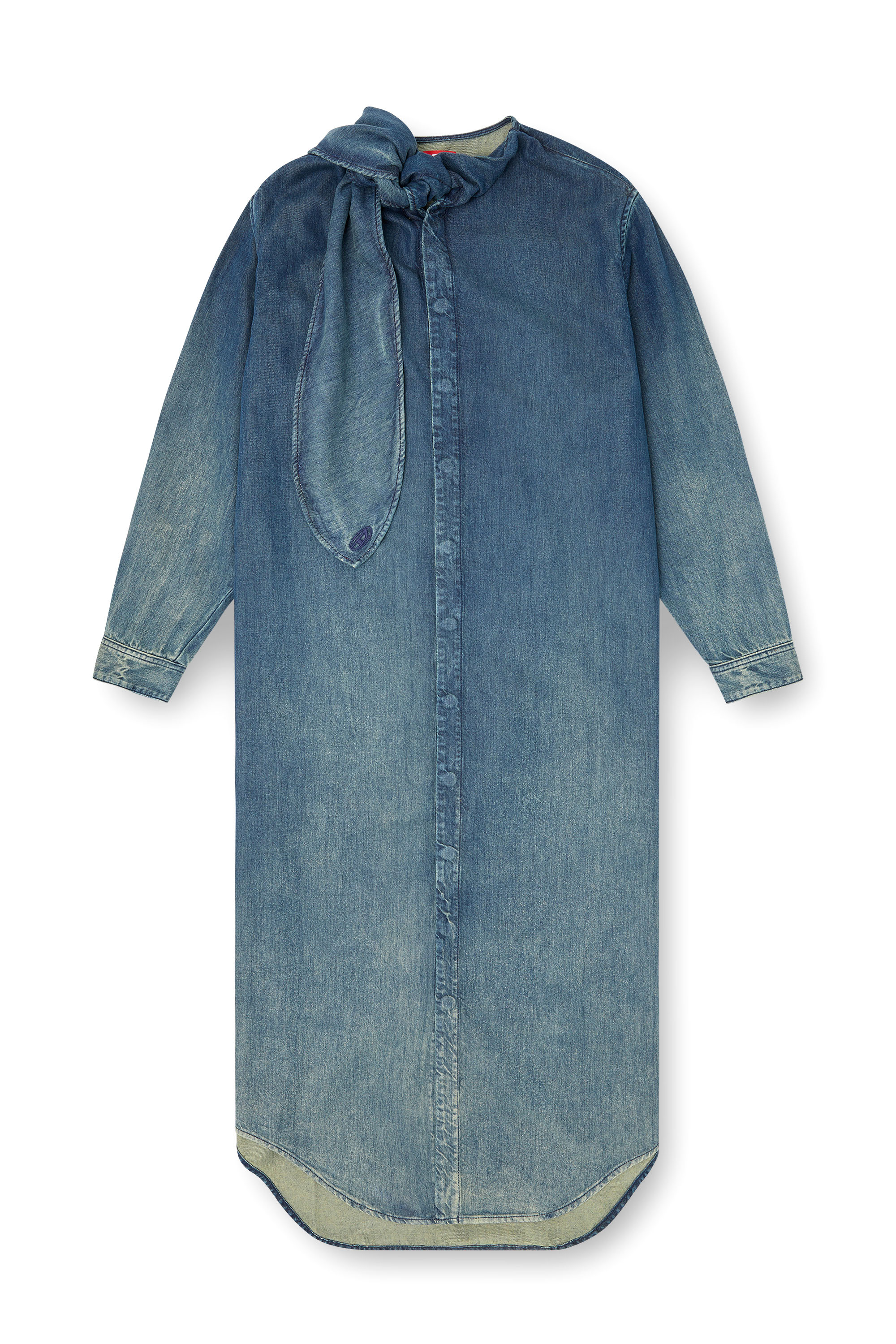 Diesel - DE-BARBARA-S, Abito lungo a camicia in denim fluido Donna in Blu - 2