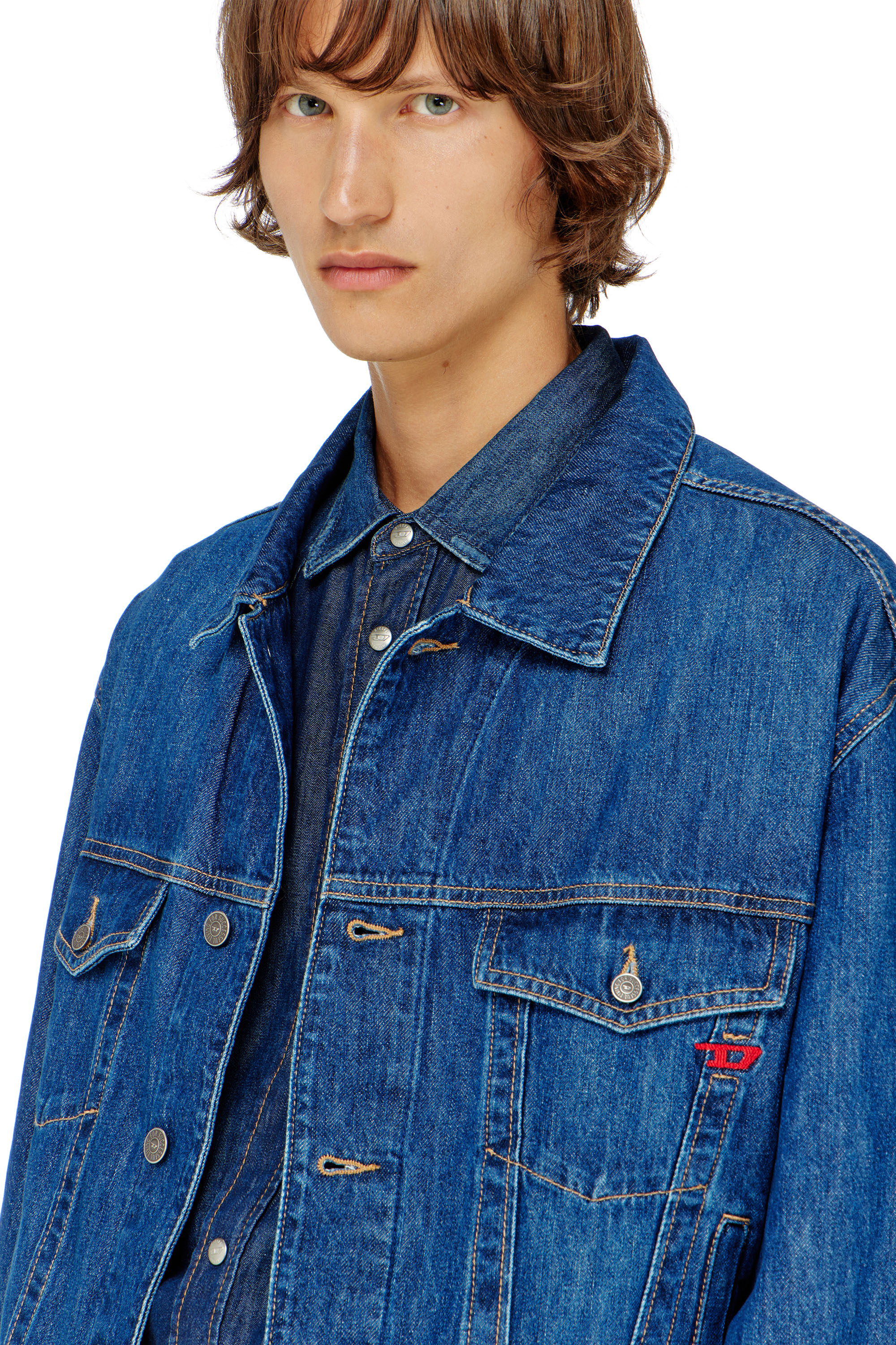 Diesel - D-RANGER, Giacca trucker in denim Uomo in Blu - 5
