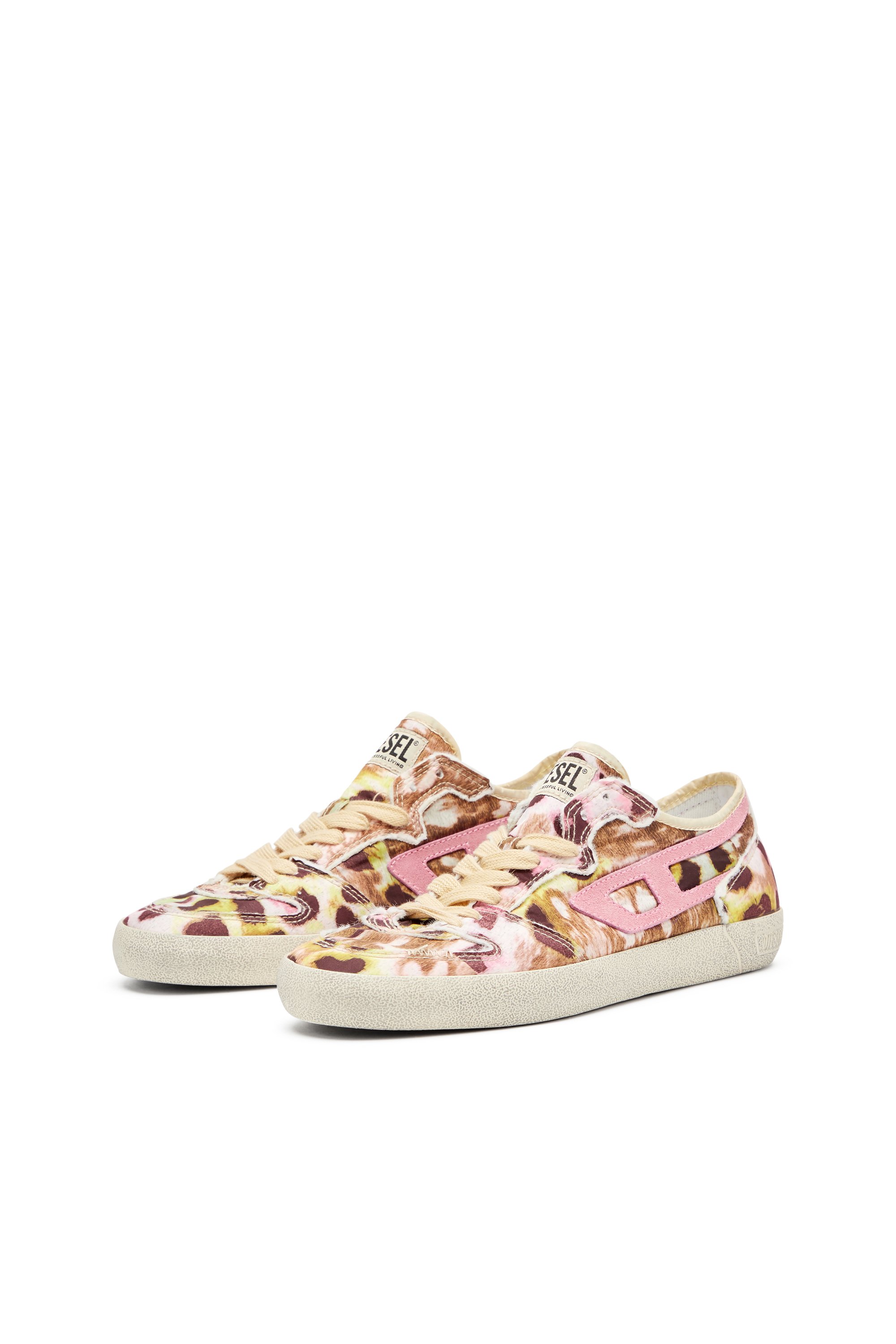 Diesel - S-LEROJI D-1 LOW W, S-Leroji D-Sneaker in nylon stampato distressed Donna in Multicolor - 8