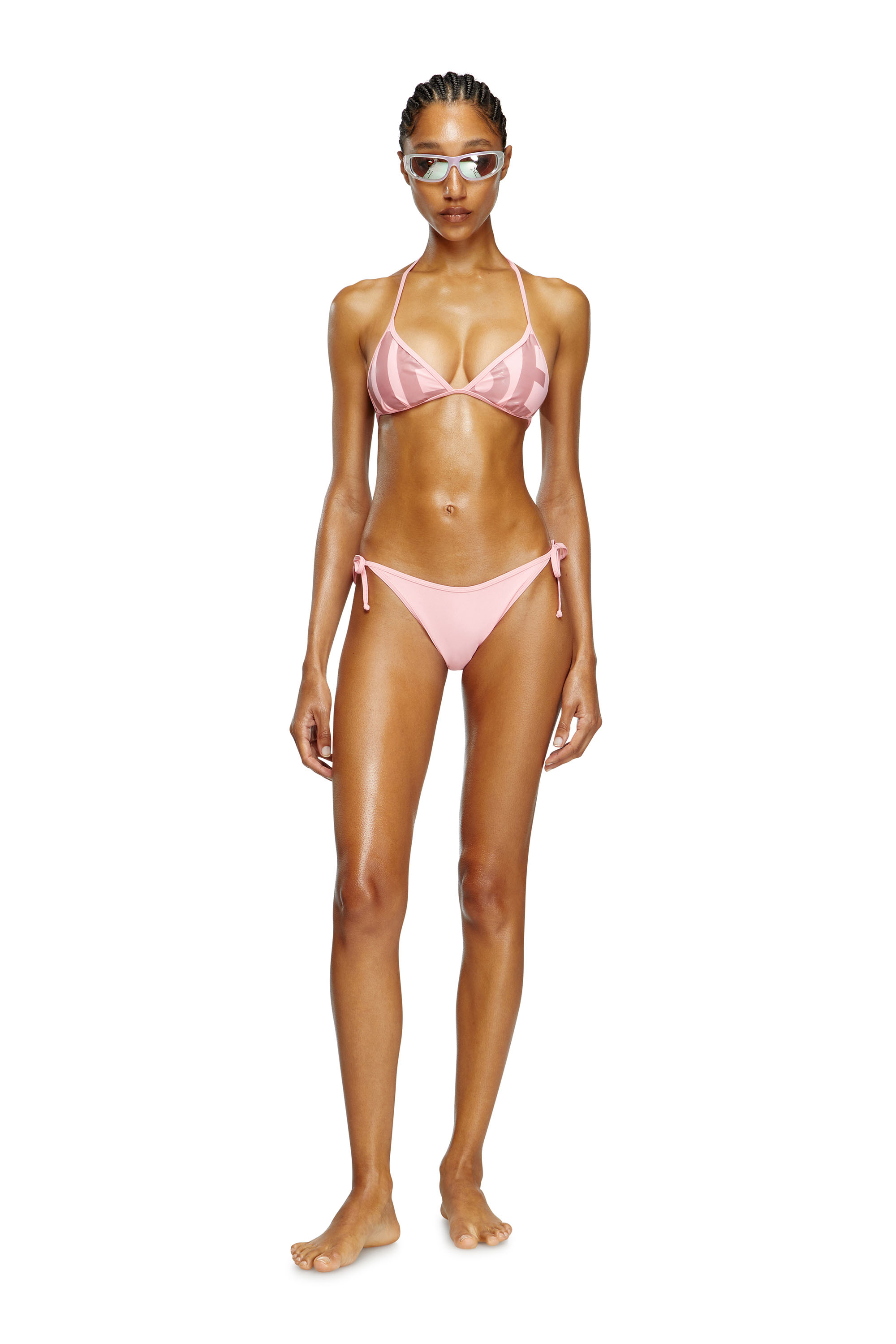 Diesel - BFB-SEES-A, Top bikini con logo Diesel tagliato Donna in Rosa - 2