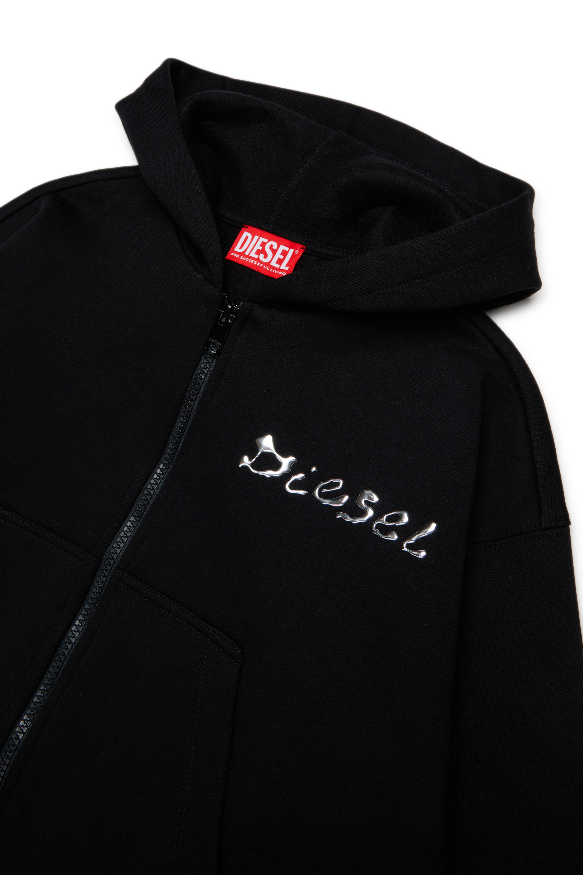 Diesel - STRISTANA, Hoodie in cotone con zip Donna in Nero - 3