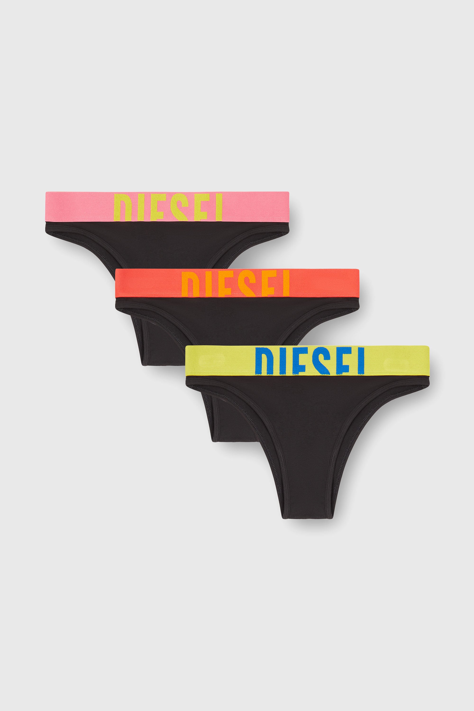 Diesel - FANNIE-D-POP-3PACK, Set da tre slip con elastico a contrasto Donna in Nero - 1