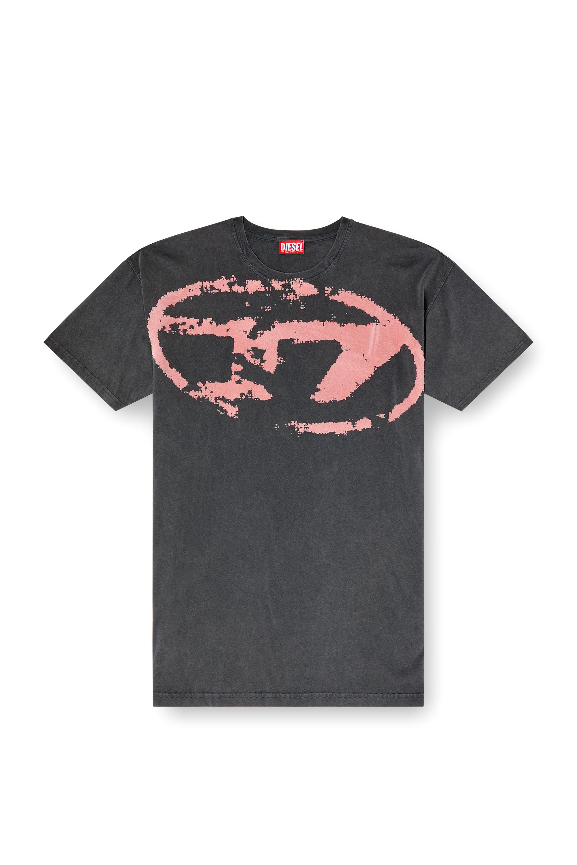 Diesel - T-BOXT-R21, T-shirt acid-wash con logo Oval D floccato Uomo in ToBeDefined - 3