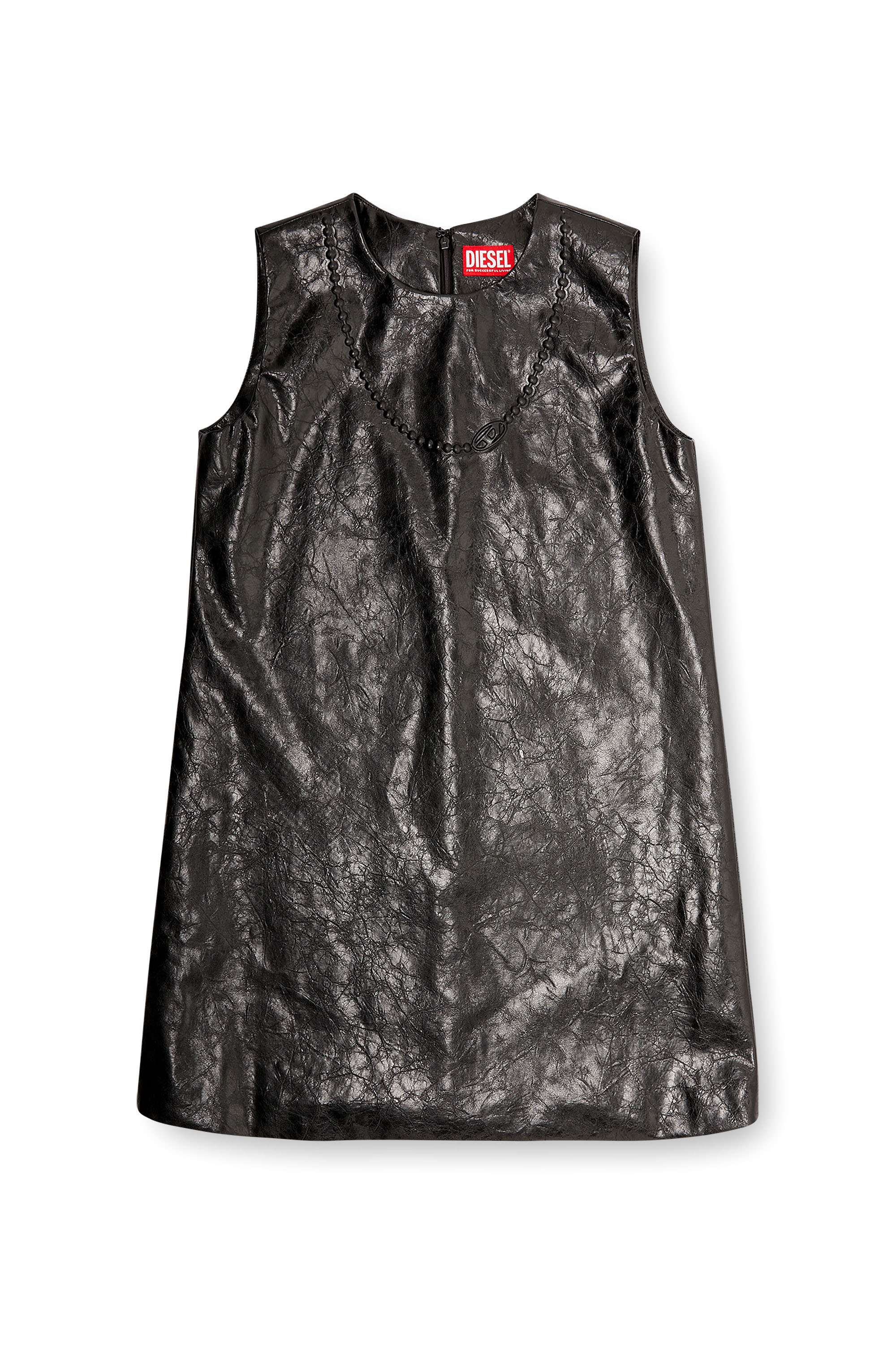 Diesel - D-ARES, Minidress spalmato con Oval D in rilievo Donna in Nero - 2