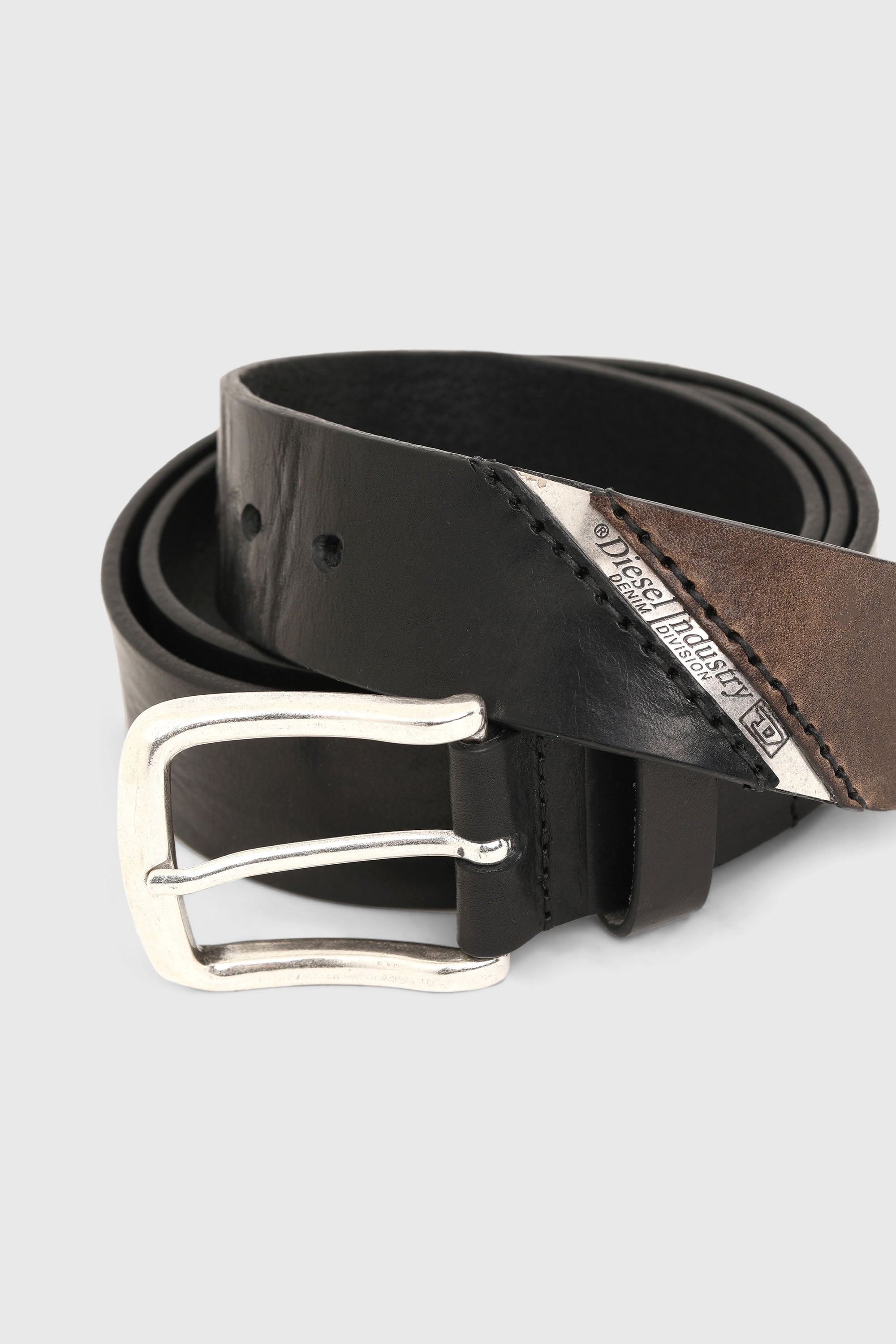 Diesel - B-LINE, Cintura 3.9 cm in pelle trattata con logo diesel Uomo in Nero - 2