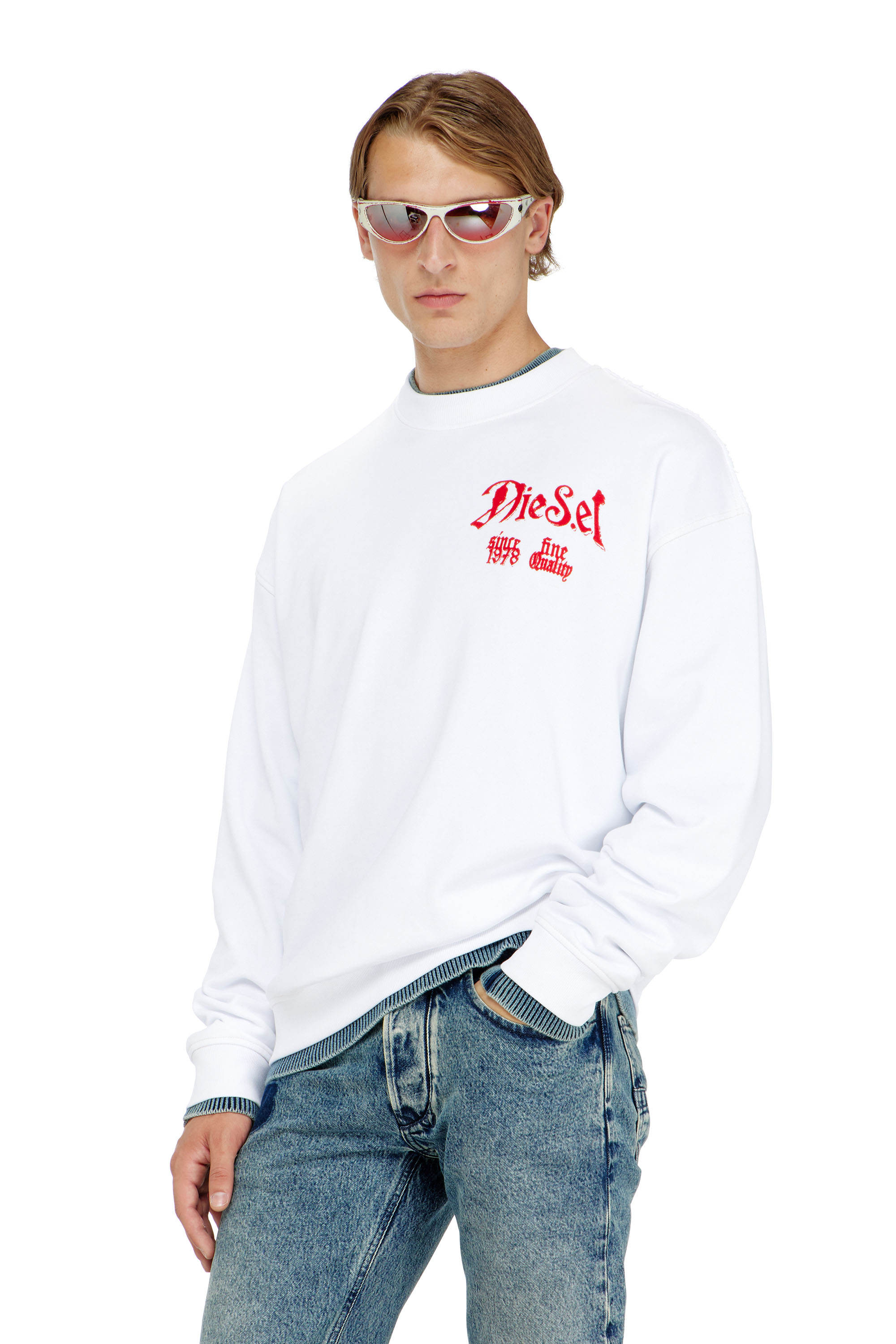 Diesel - S-BOXT-AA2, Felpa in cotone con grafiche effetto floccato Uomo in ToBeDefined - 1