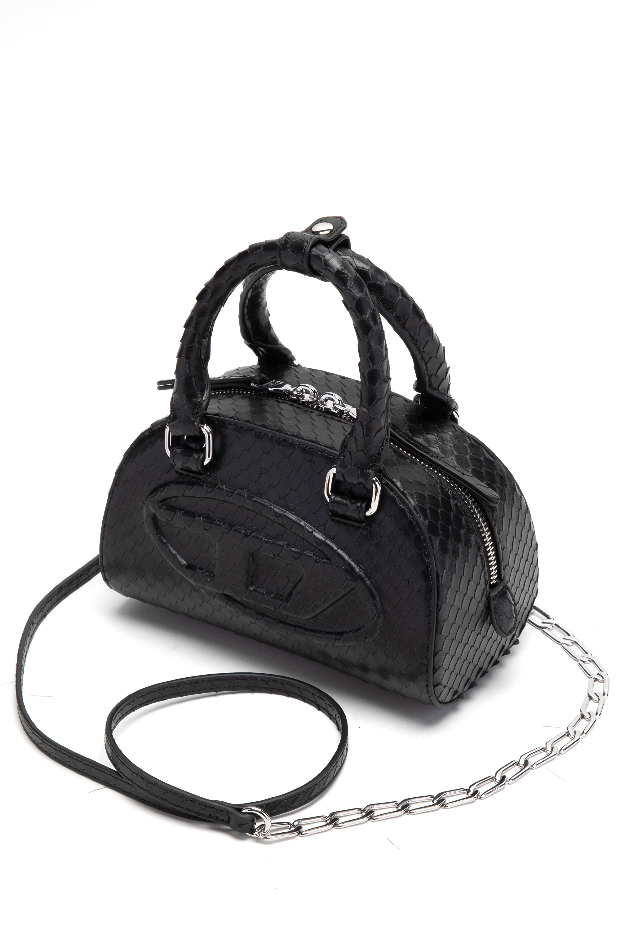 Diesel - 1DR DOME CROSSBODY, 1DR Dome-Borsa bowling mini in pelle effetto snake Donna in Nero - 5