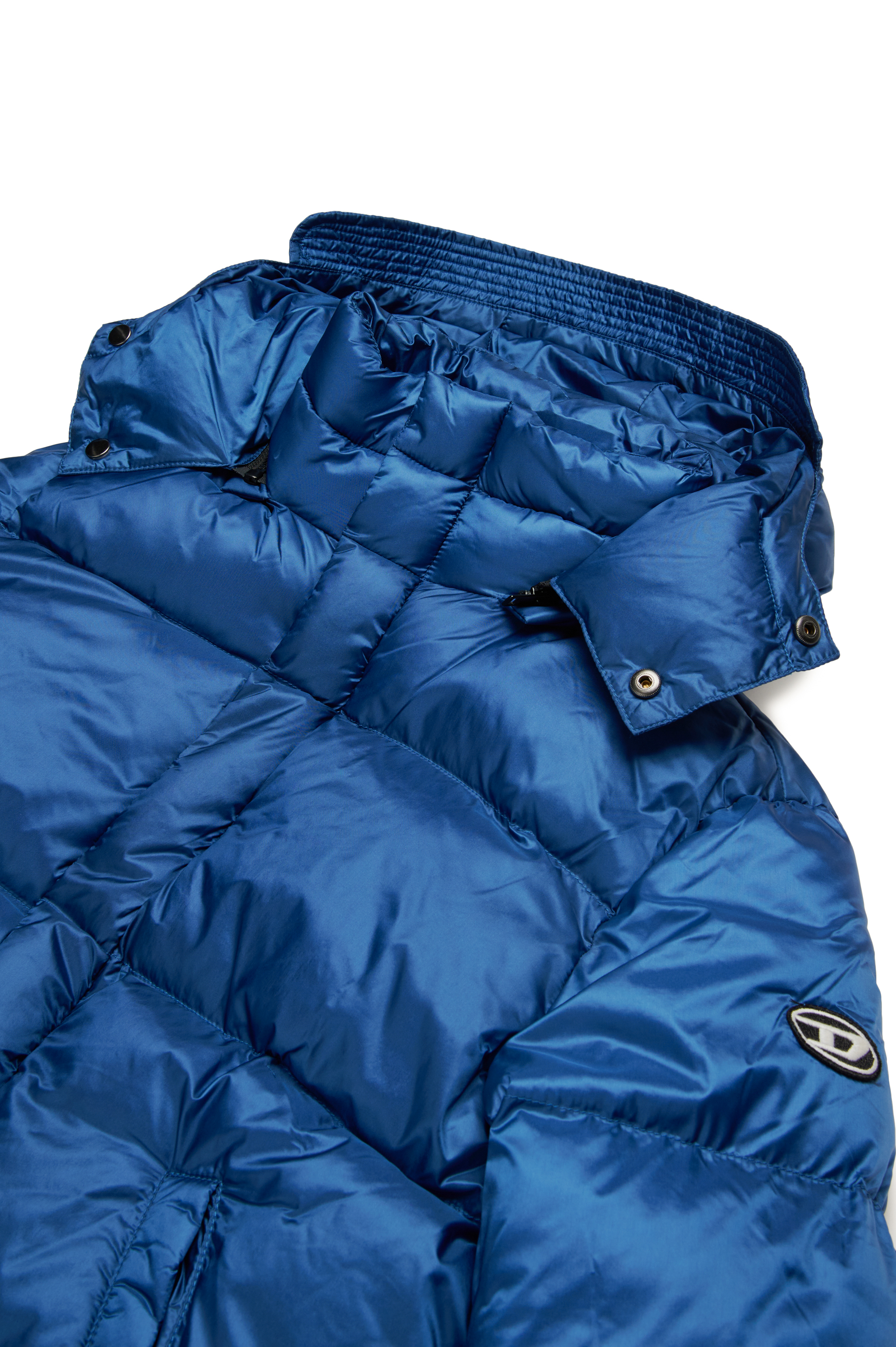 Diesel - JWROLFS, Unisex Hooded puffer jacket in shiny nylon in Blue - Image 3