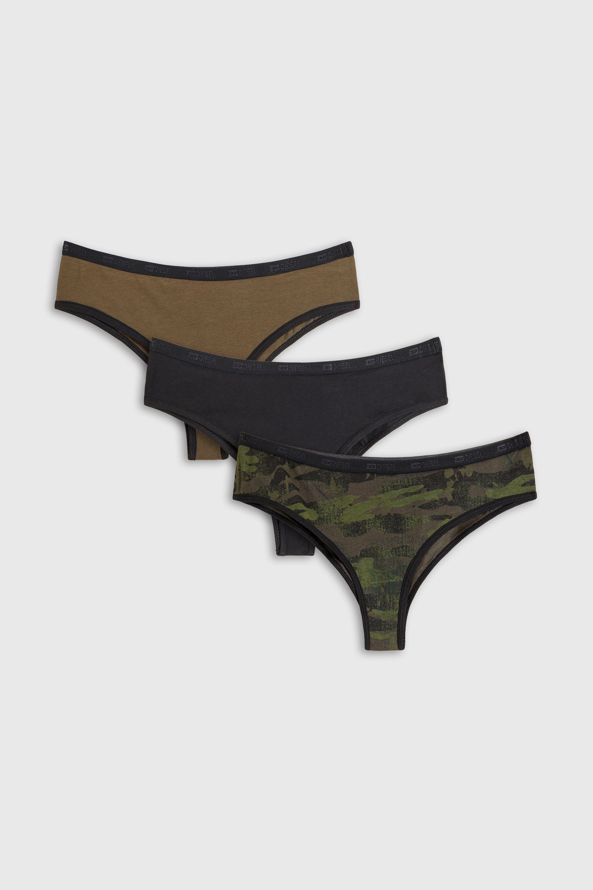 Diesel - GLENDA-UTLT-3PACK, Set da tre slip con stampa camouflage Donna in Verde - 2