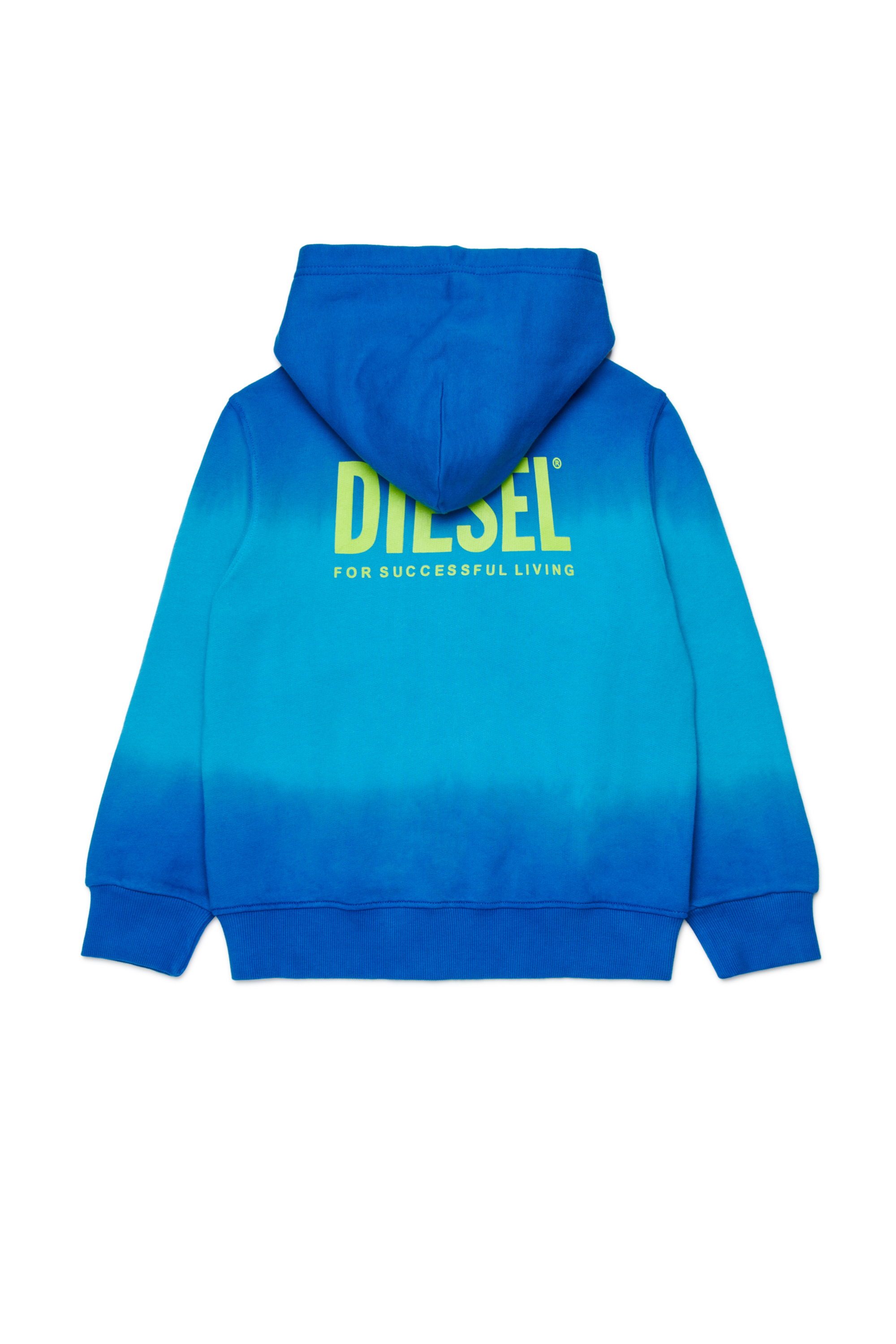 Diesel - SHADE OVER, Felpa con cappuccio sfumata con stampa del logo Uomo in Blu - 2