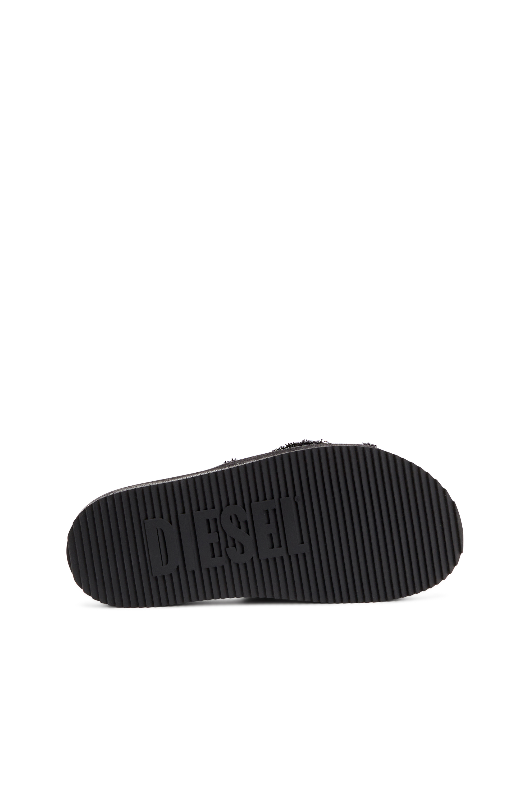 Diesel - SA-SLIDE D OVAL, Slide in denim distressed Unisex in Nero - 4