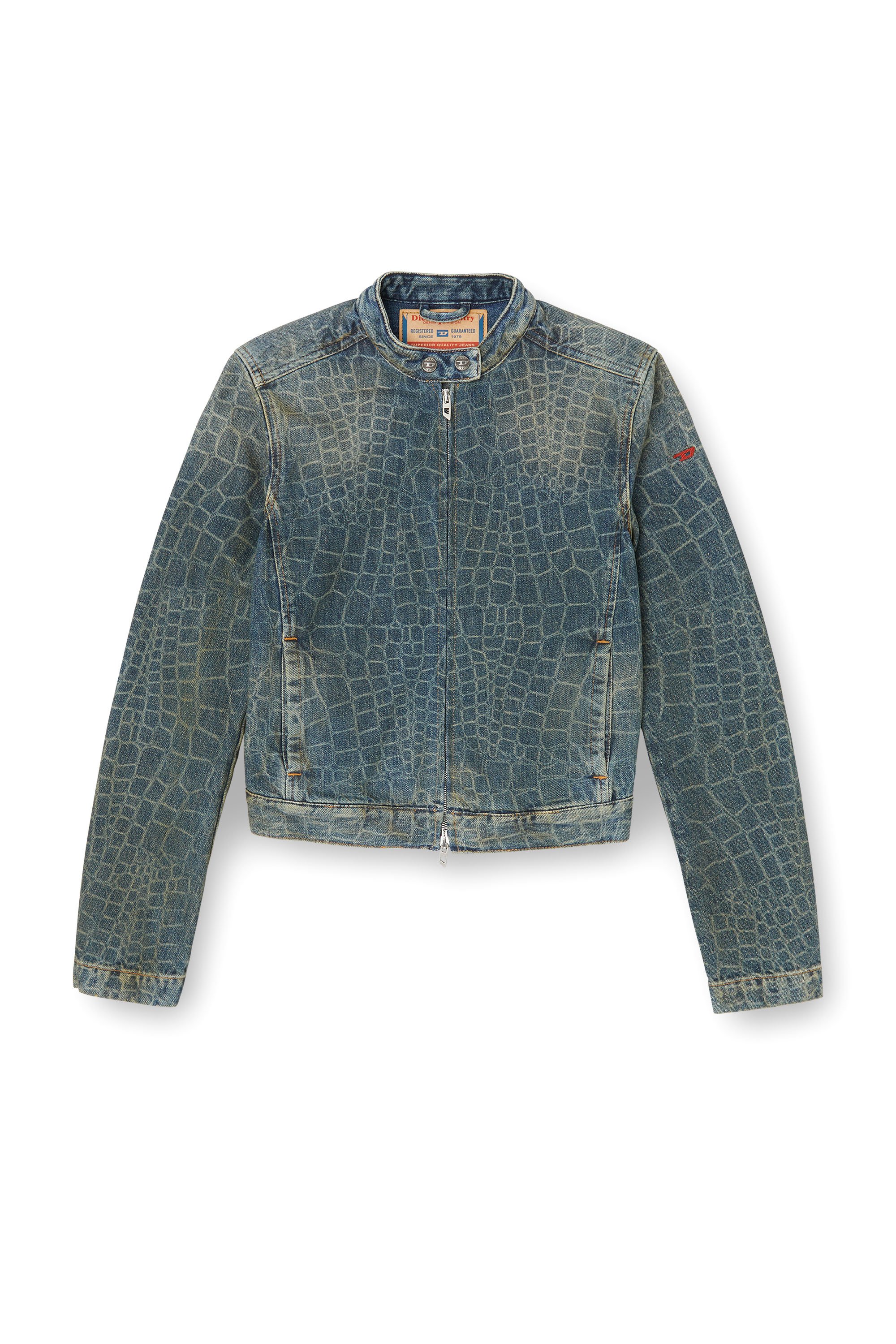 Diesel - CL-DE-MORNIN-SNAKE, Giacca stile moto in denim stampa snake Donna in Blu - 3