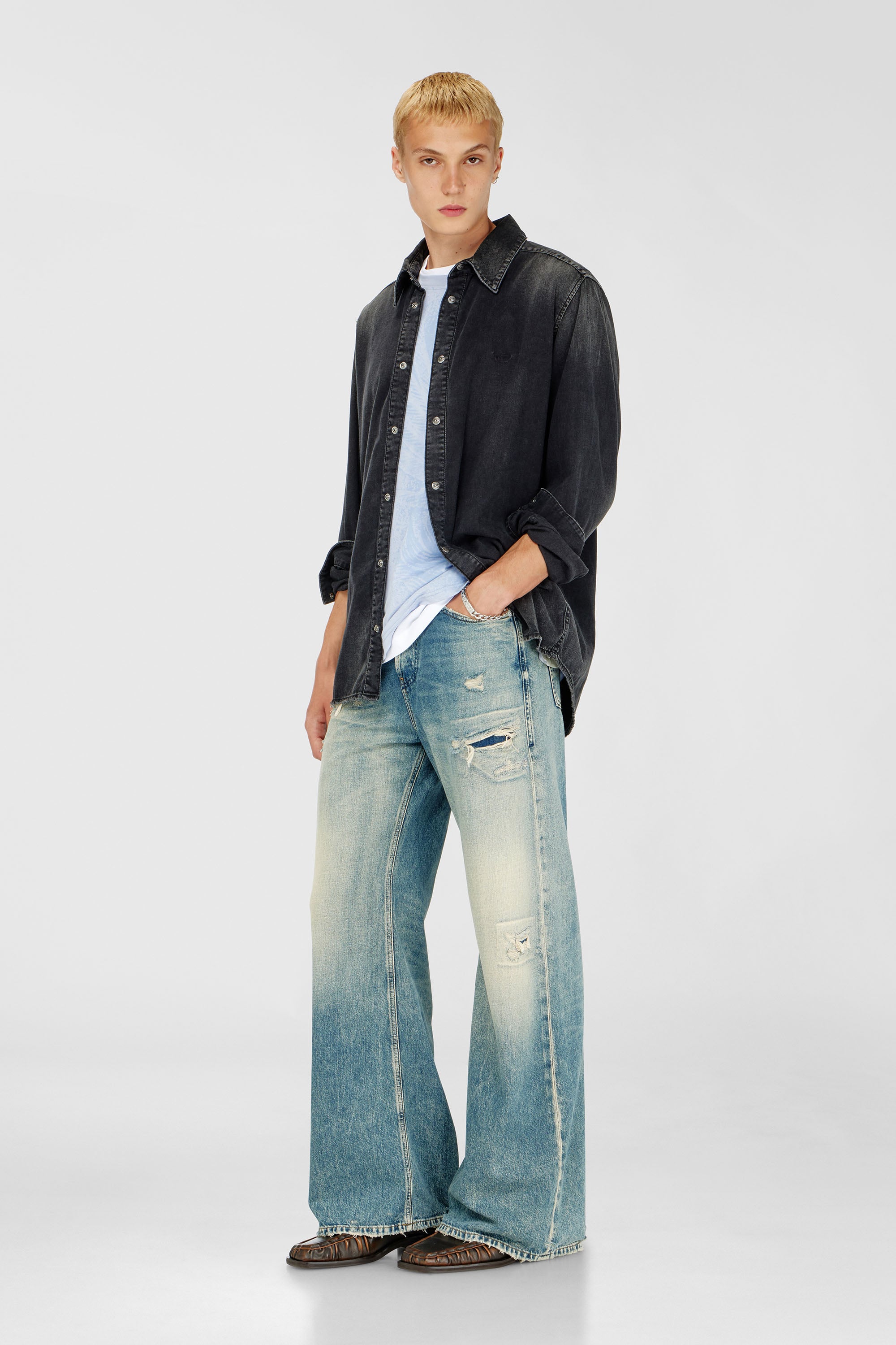 Diesel - D-SIMPLY, Camicia in denim a maniche lunghe Uomo in Nero - 2