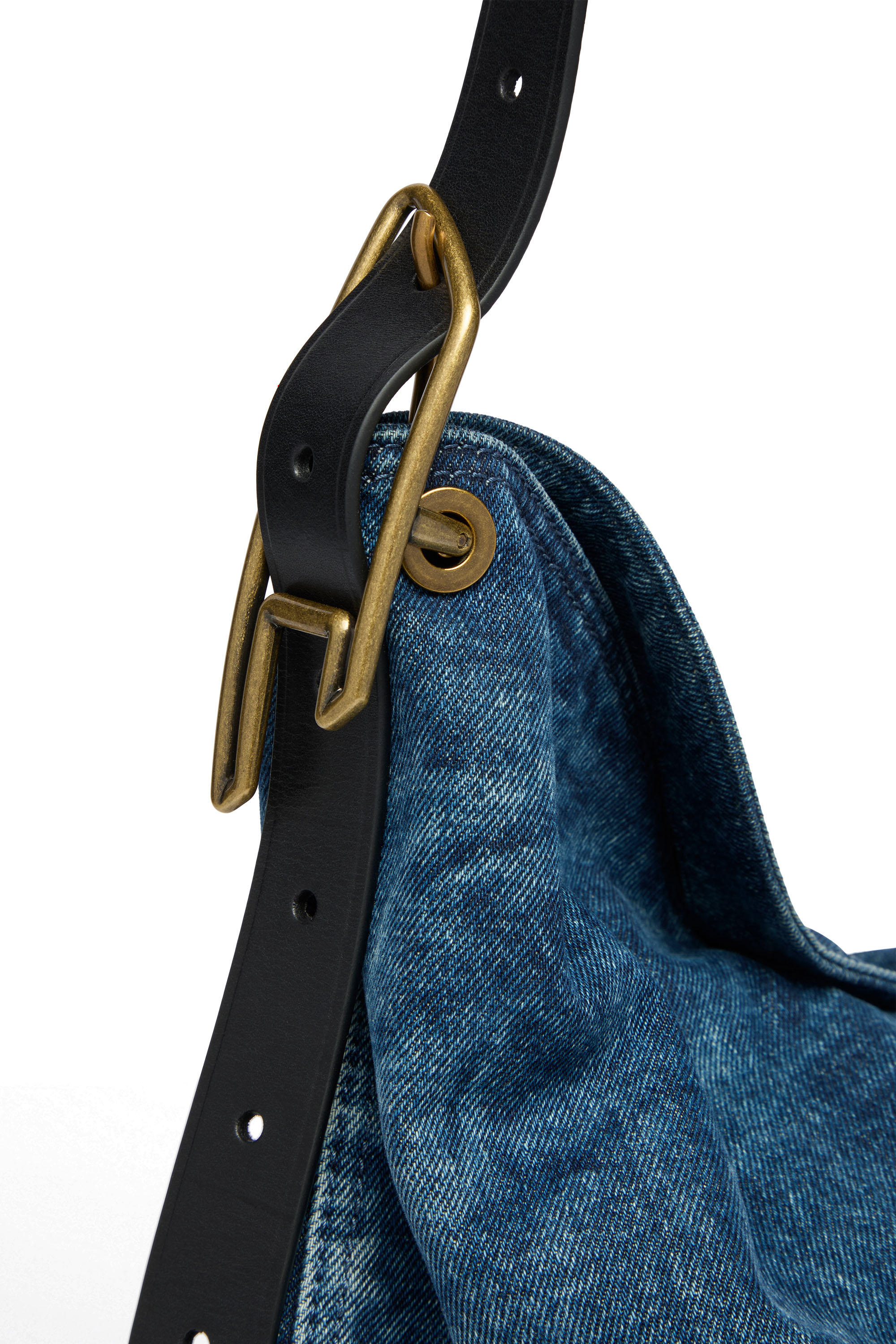 Diesel - D-LINE HOBO L, D-Line-Borsa hobo in denim Donna in Blu - 4