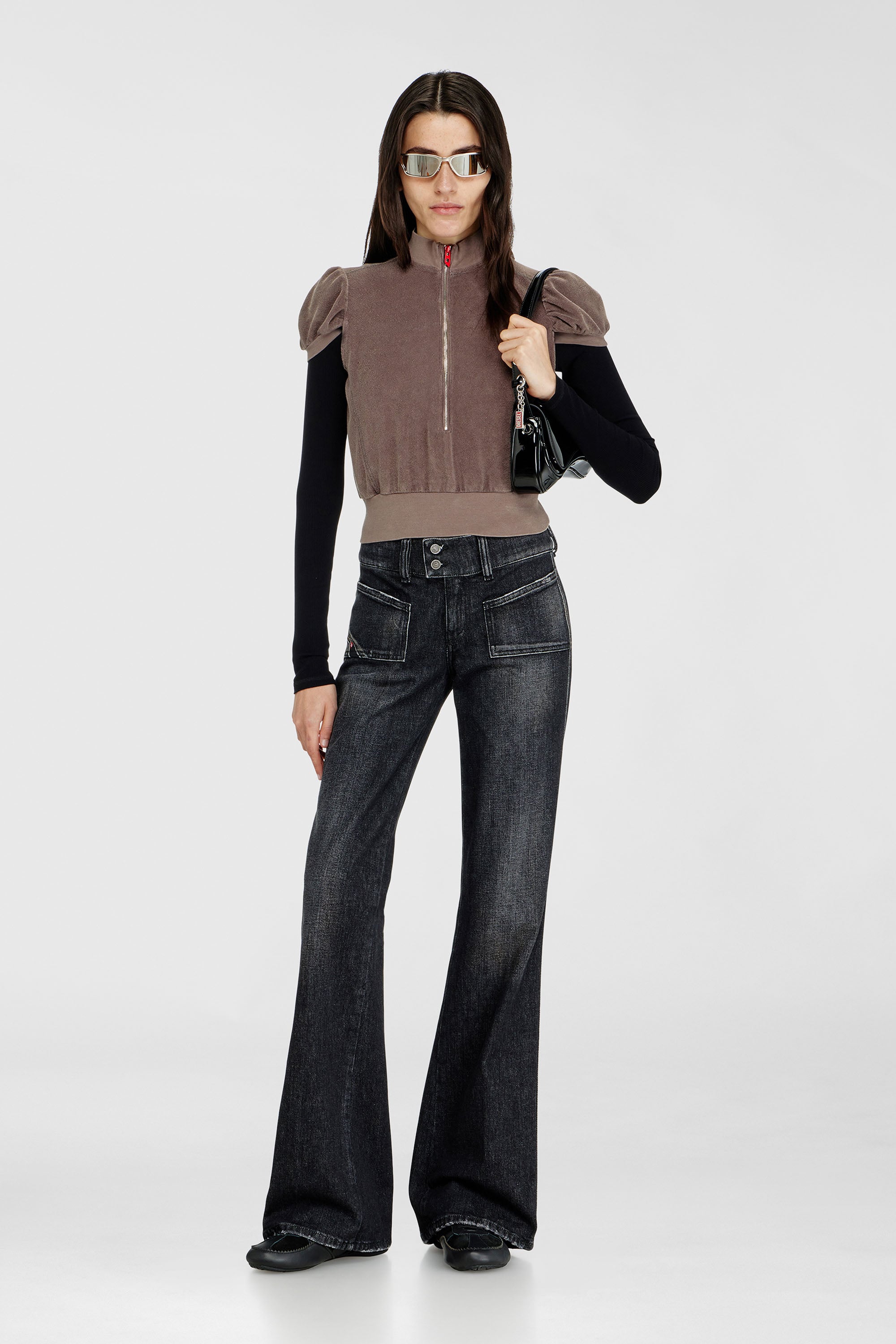 Diesel - Bootcut Jeans D-Hush 09N50 Donna, Nero/Grigio scuro - Image 1