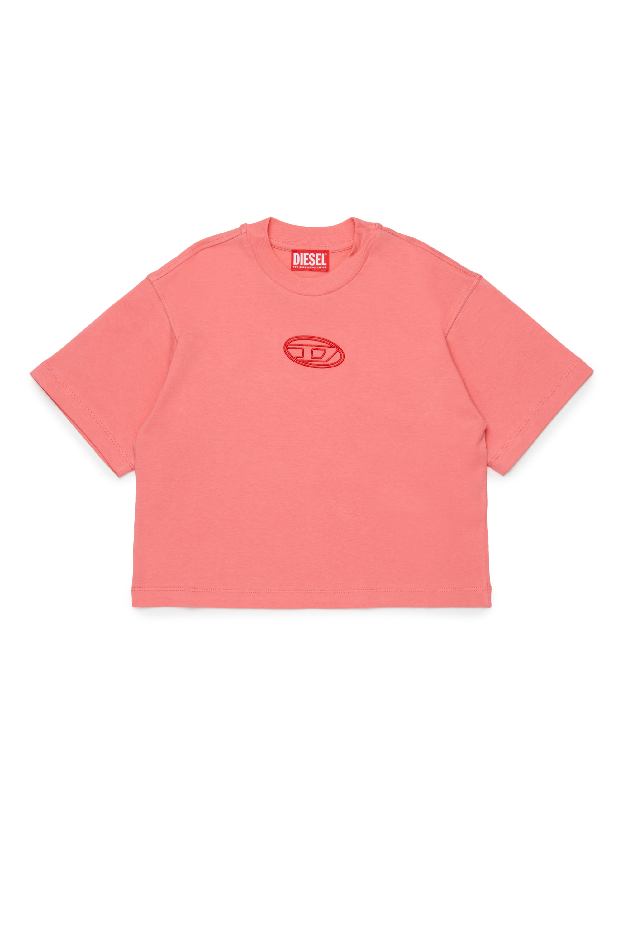 Diesel - TIXAN, T-shirt in cotone con logo centrale Donna in Rosa - 1