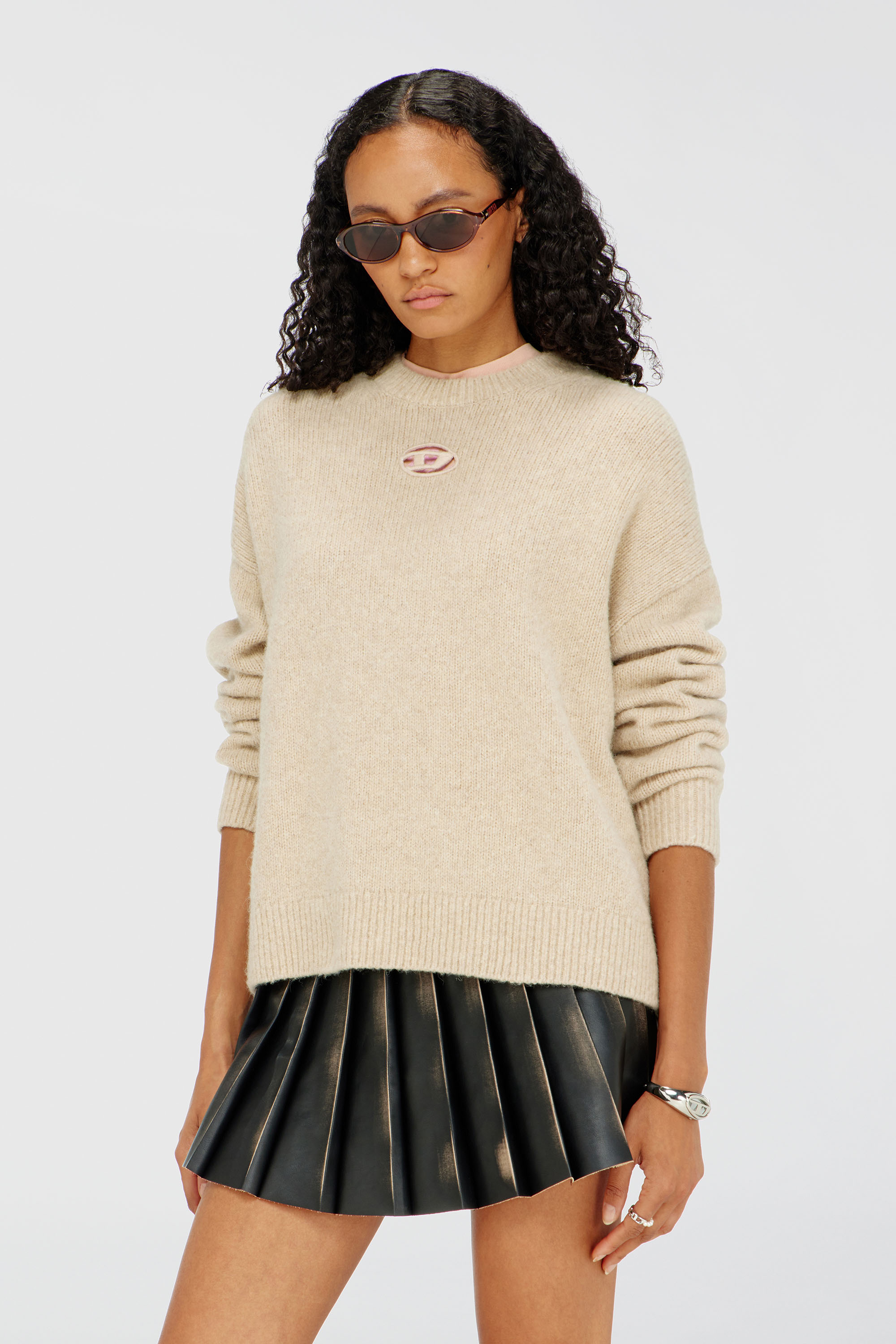 Diesel - M-AREETA, Woman's Jumper in wool and alpaca blend in Beige - 1