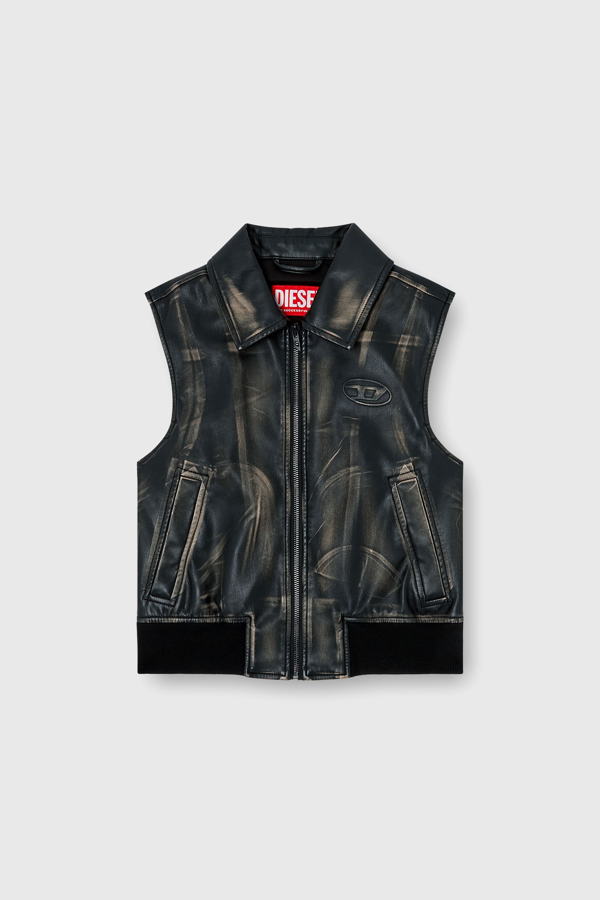 Diesel - G-INKO, Gilet bomber con effetto distressed Donna in Marrone - 2