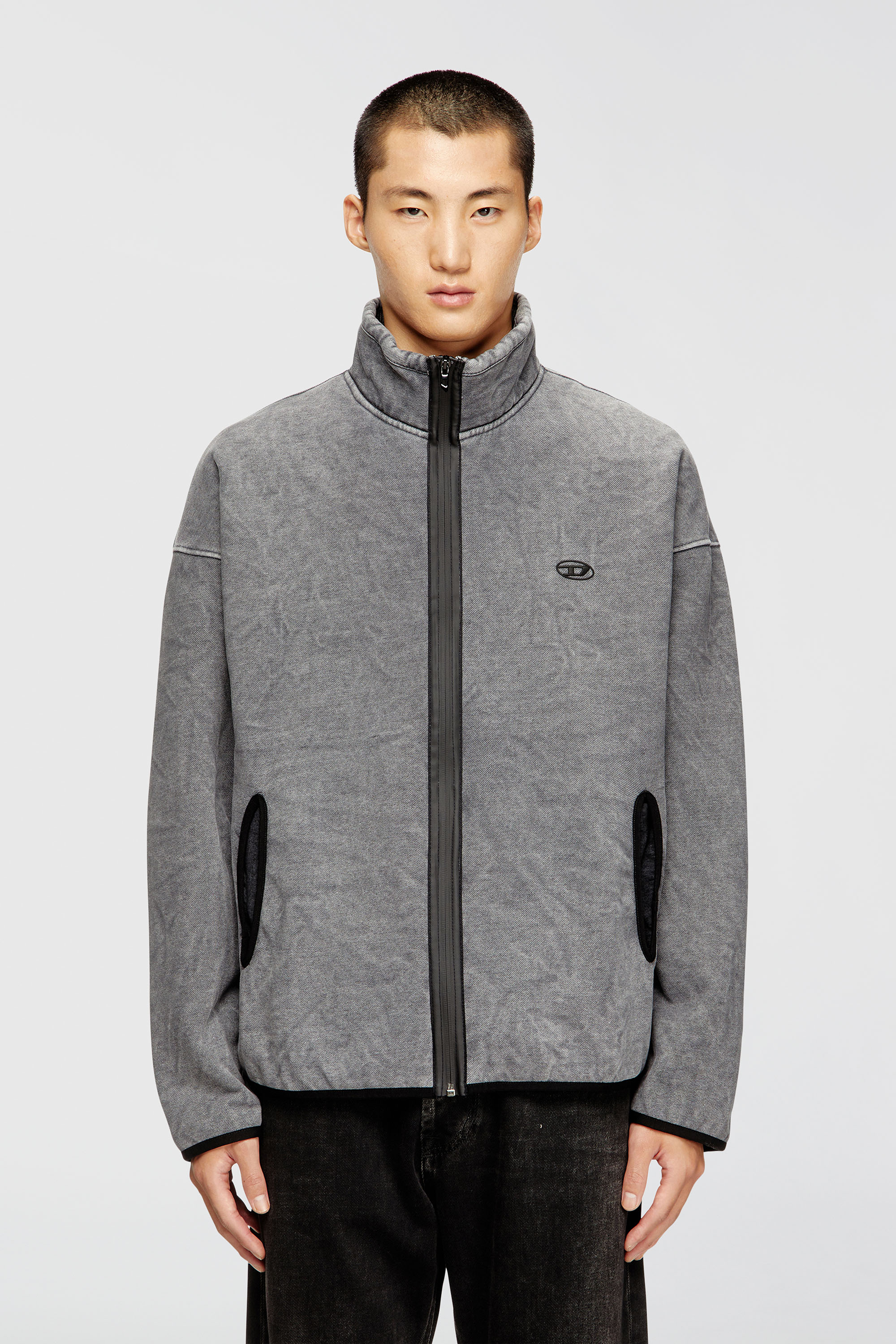 Diesel - S-BATY-NEW, Felpa con chiusura a zip e rivestimento interno Uomo in Grigio - 1
