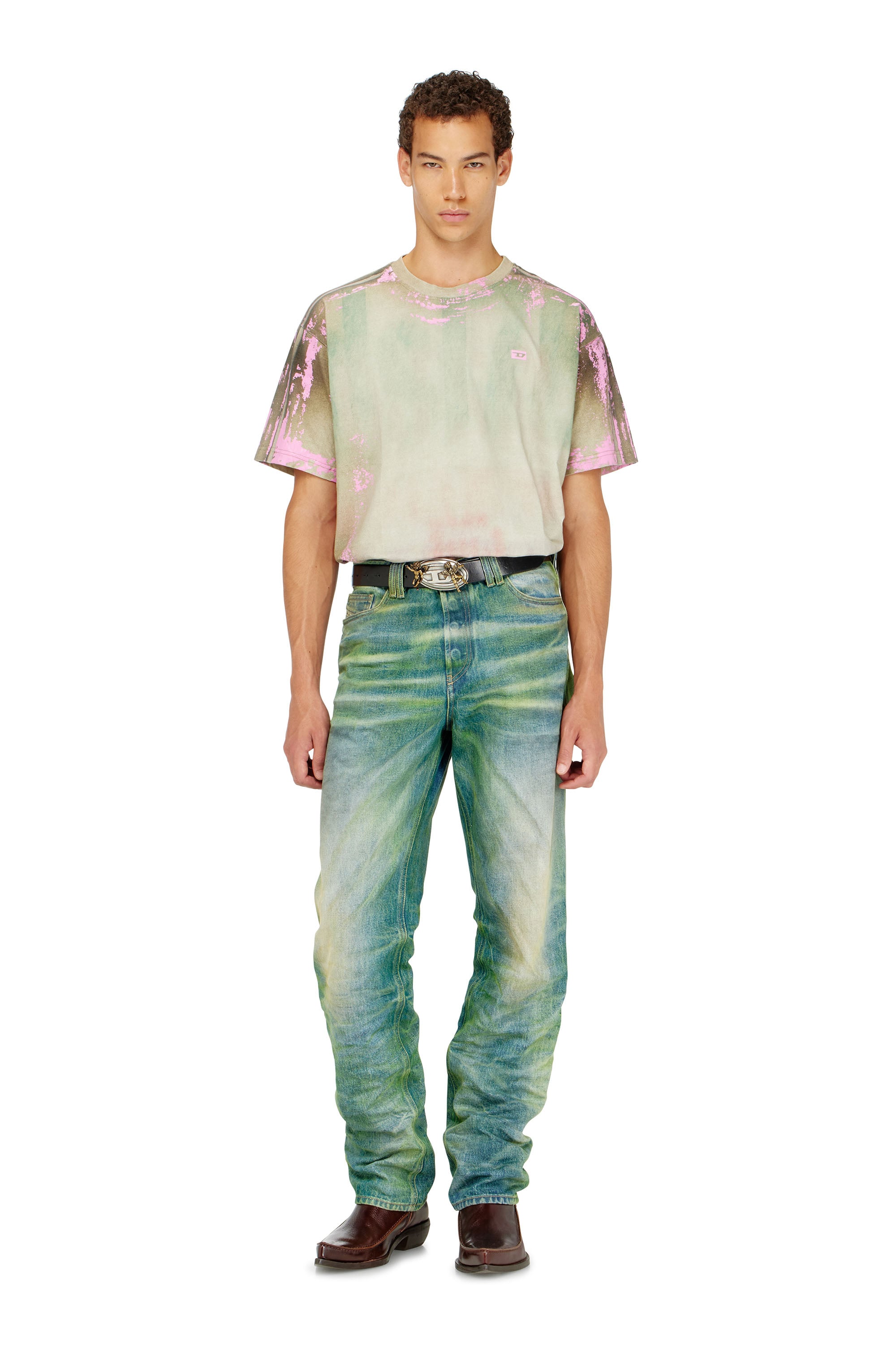 Diesel - T-FILMY-SHO, T-shirt in jersey effetto pelle craquel&eacute; Uomo in Multicolor - 2