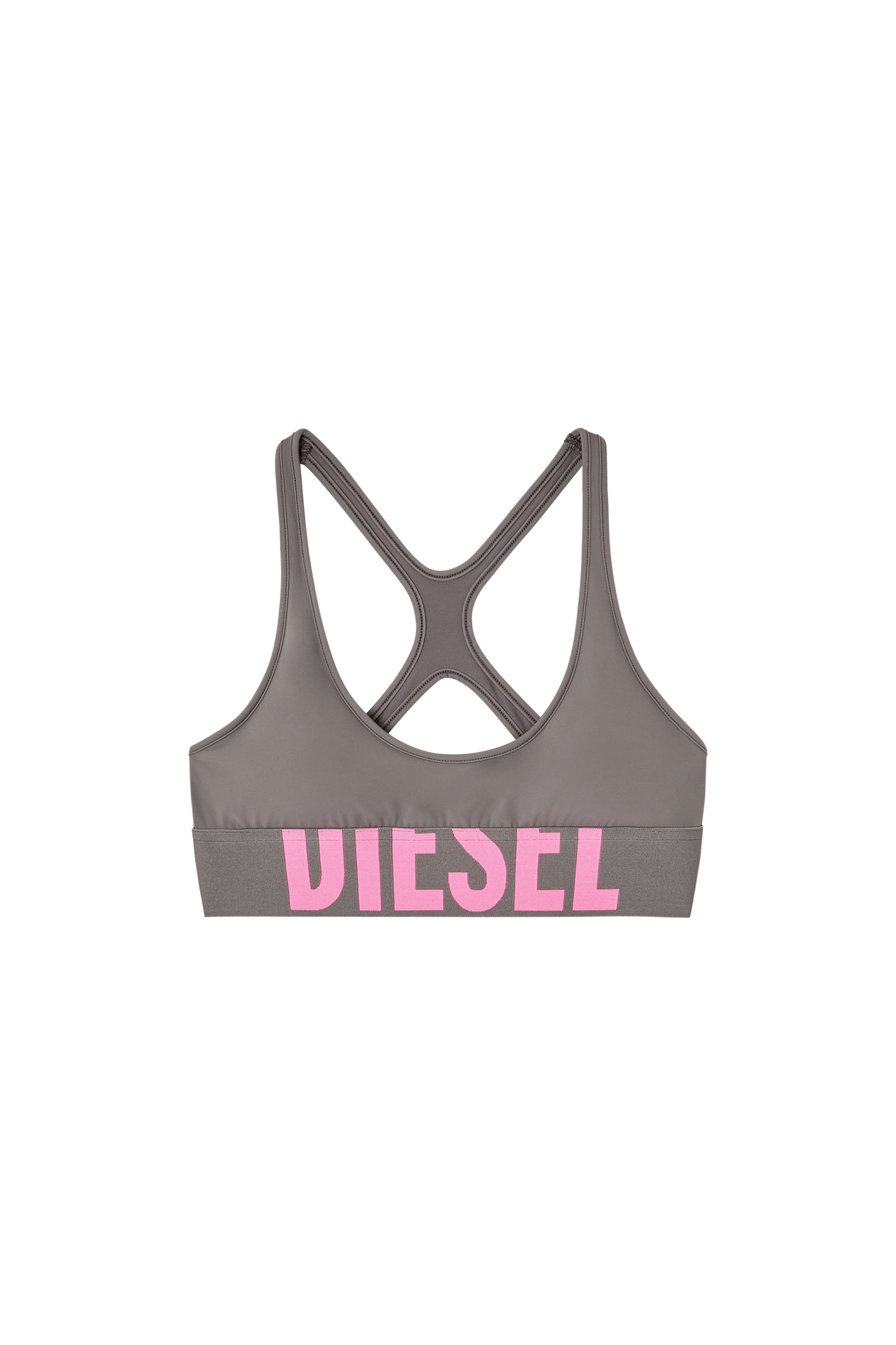 Diesel - ALLISON-D-POP, Reggiseno sportivo con logo tagliato Donna in Grigio - 3