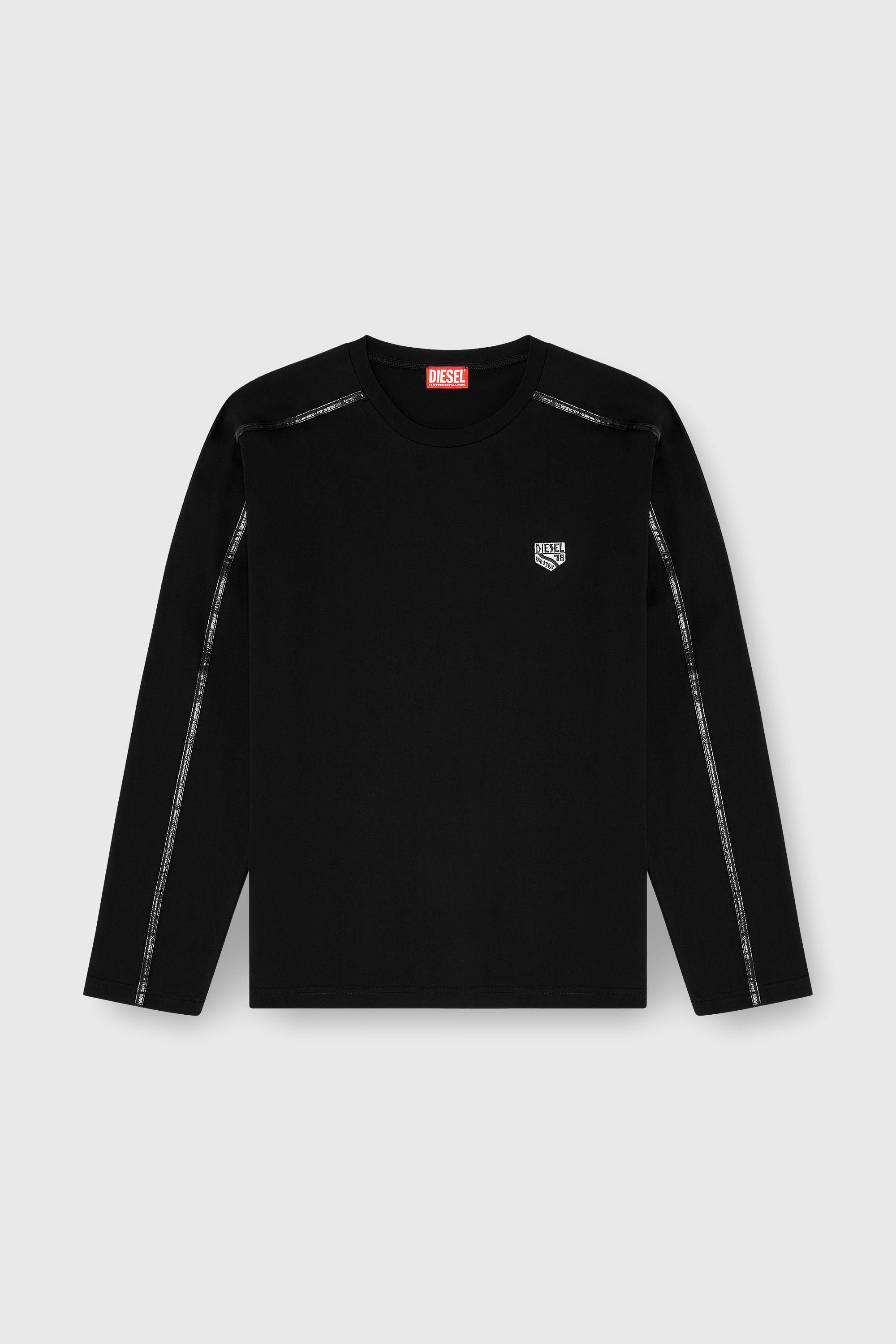 Diesel - T-NORM-LS-FL, T-shirt a manica lunga con profili tono su tono Uomo in Nero - 2