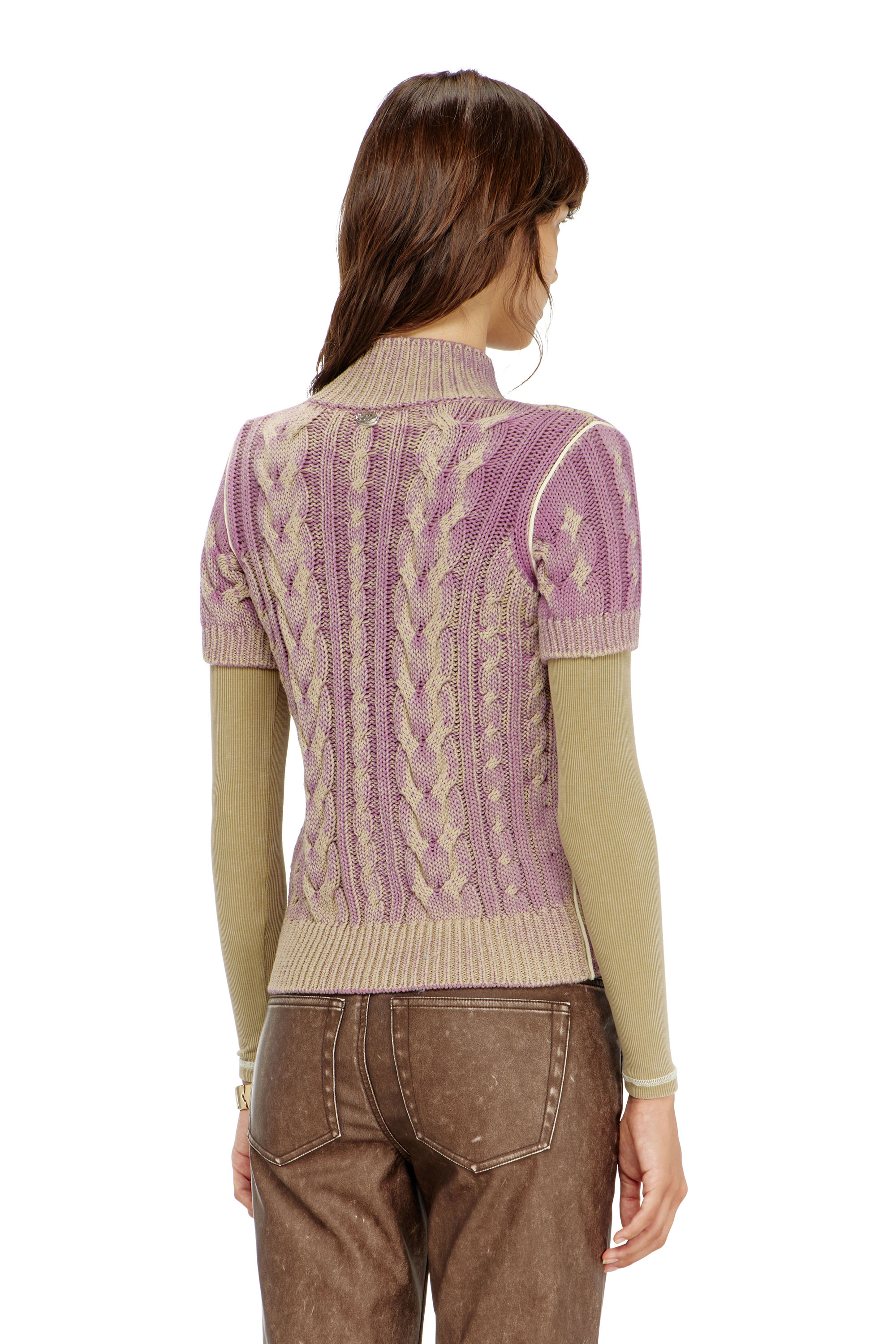 Diesel - M-ELANA, Cardigan a maniche corte con zip in maglia a trecce Donna in Multicolor - 4