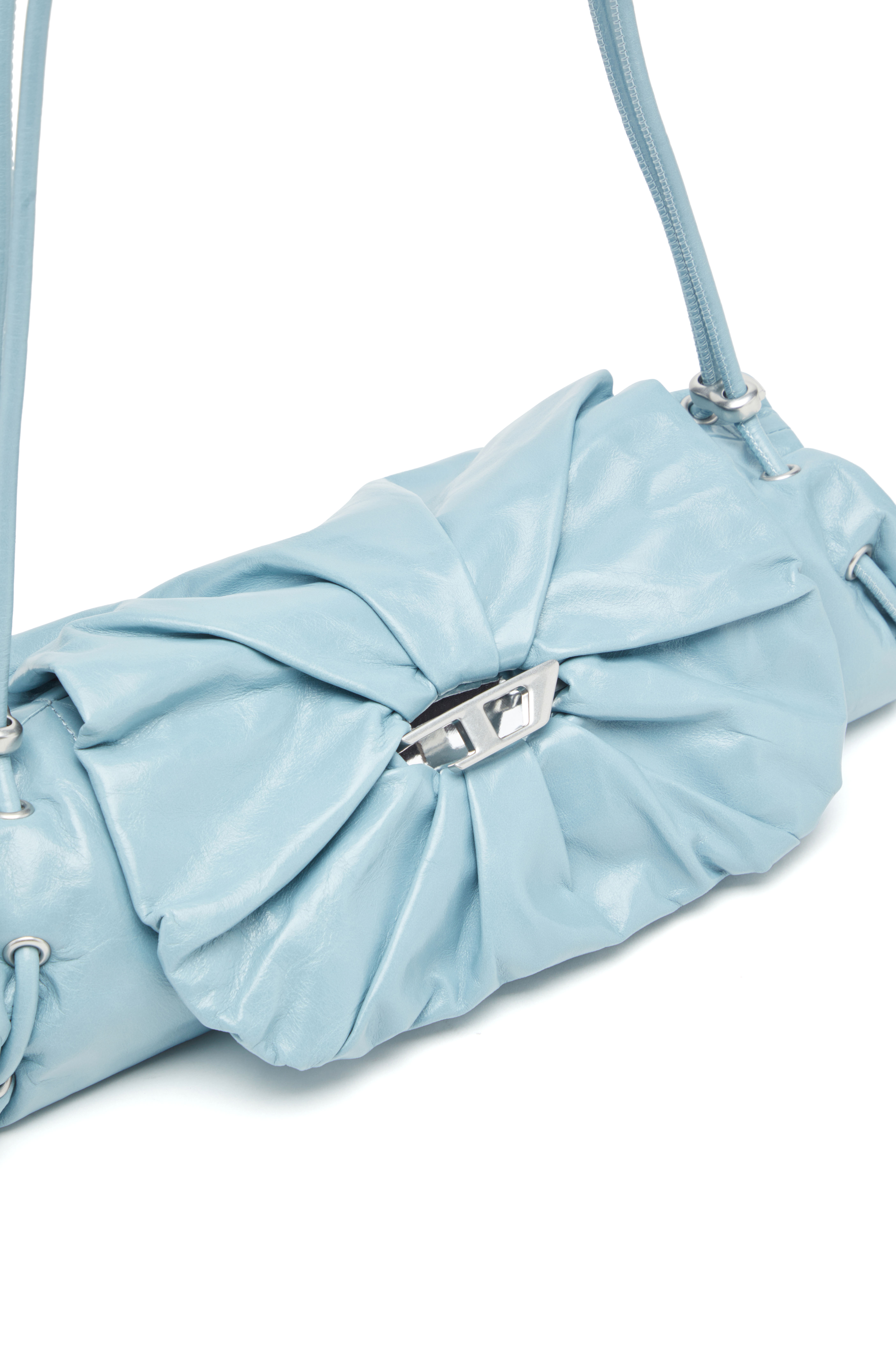 Diesel - SCRUNCH-D SHOULDER S, Scrunch-D S-Borsa a spalla arricciata in pelle lucida Donna in Blu - 5