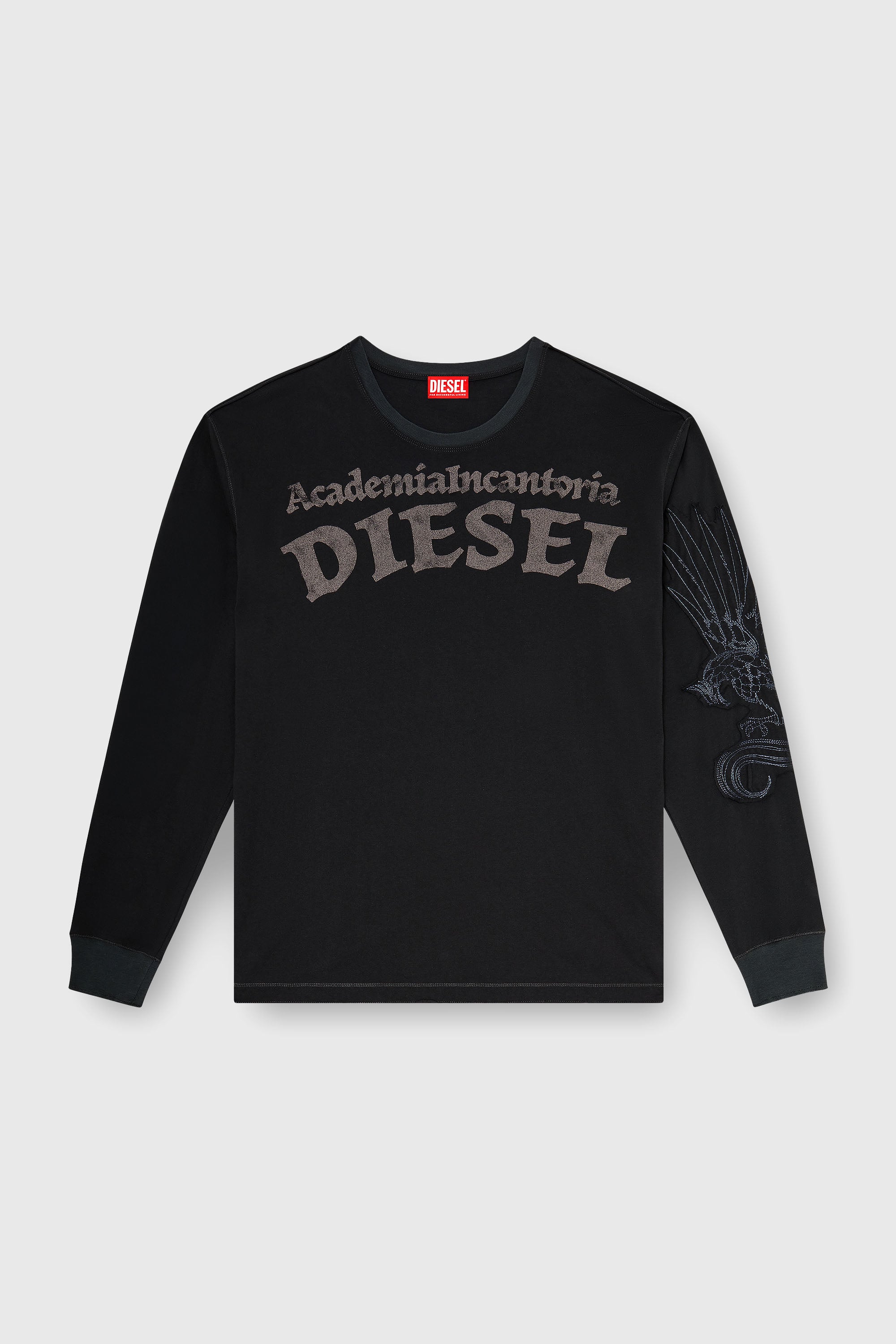 Diesel - T-NORM-LS-AA3, T-shirt a manica lunga con stampe e patch Uomo in Nero - 2