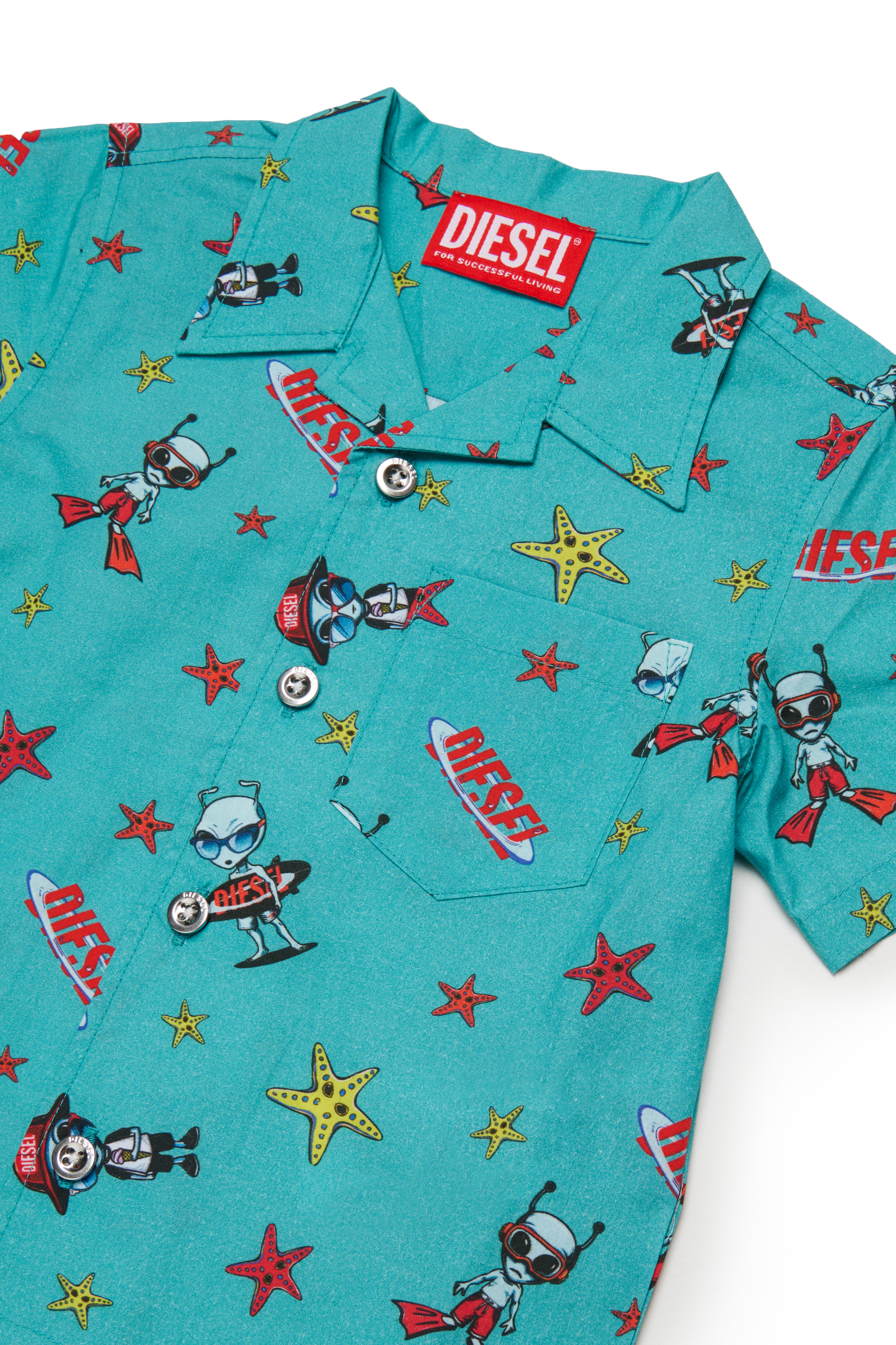 Diesel - MCALYB, Camicia di cotone con stampe all over Uomo in Verde - 3