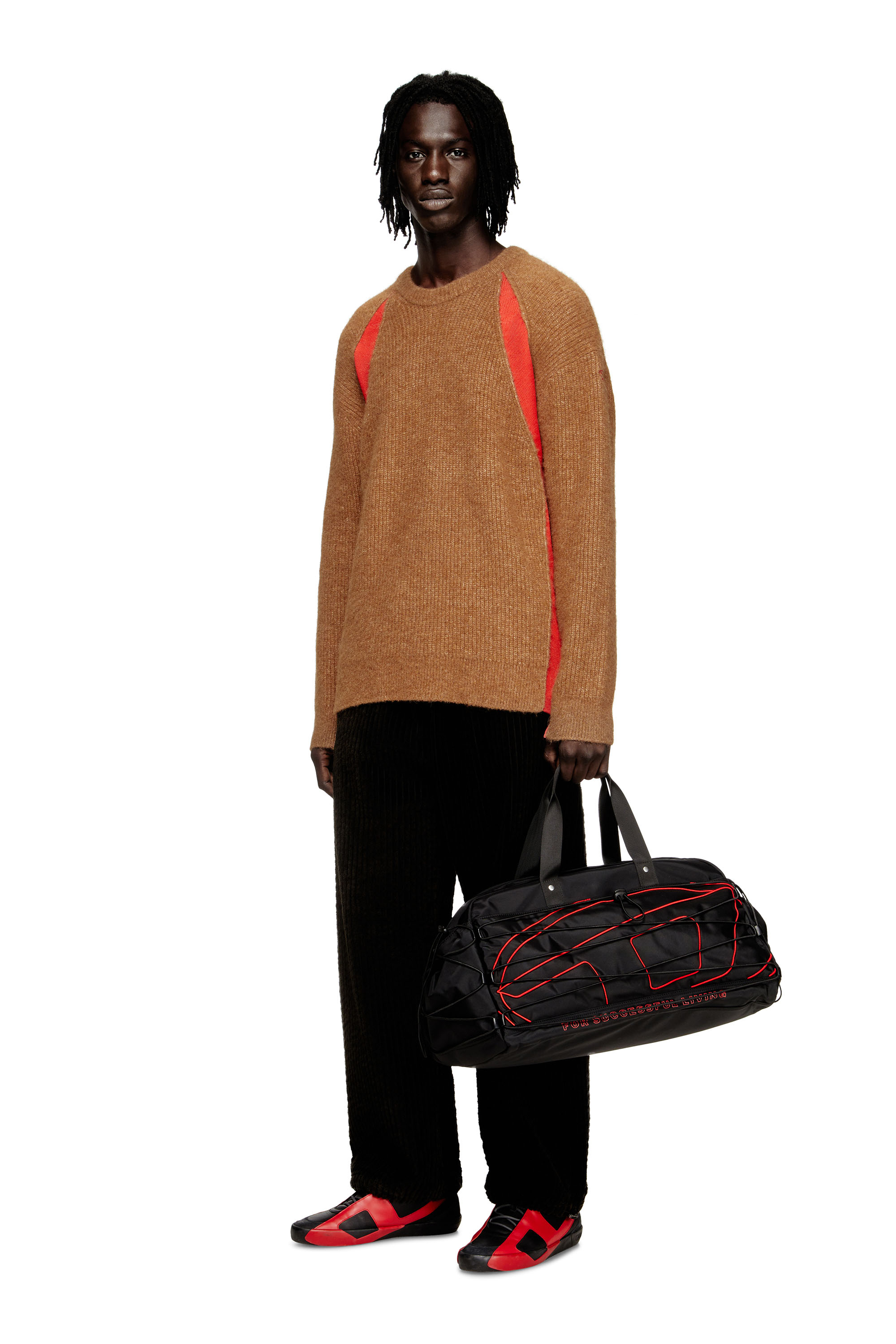 Diesel - K-LOLLO, Maglia misto alpaca con inserti a contrasto Uomo in Marrone - 1