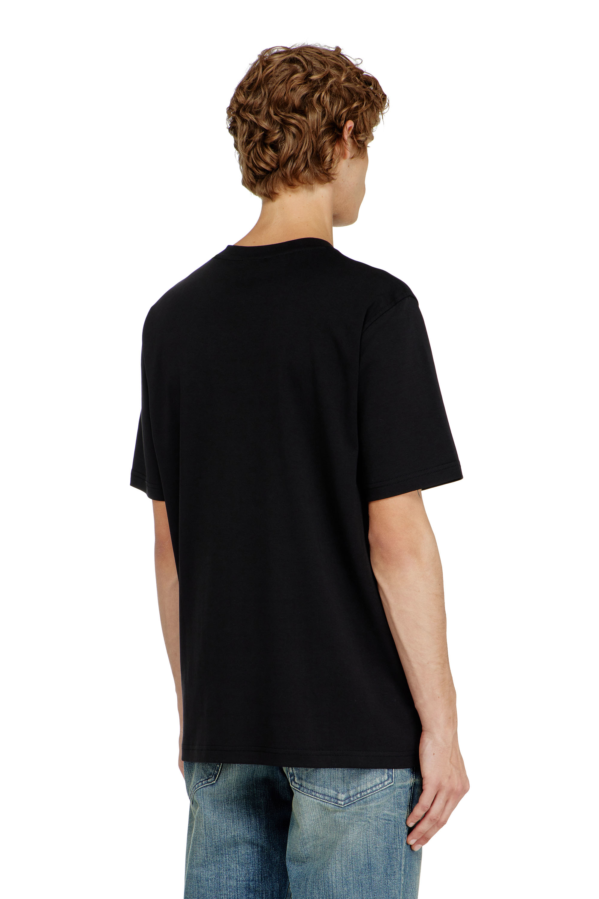 Diesel - T-ADJUST-V-MICRODIV, T-shirt con scollo a V con micro ricamo logo Uomo in Nero - 4