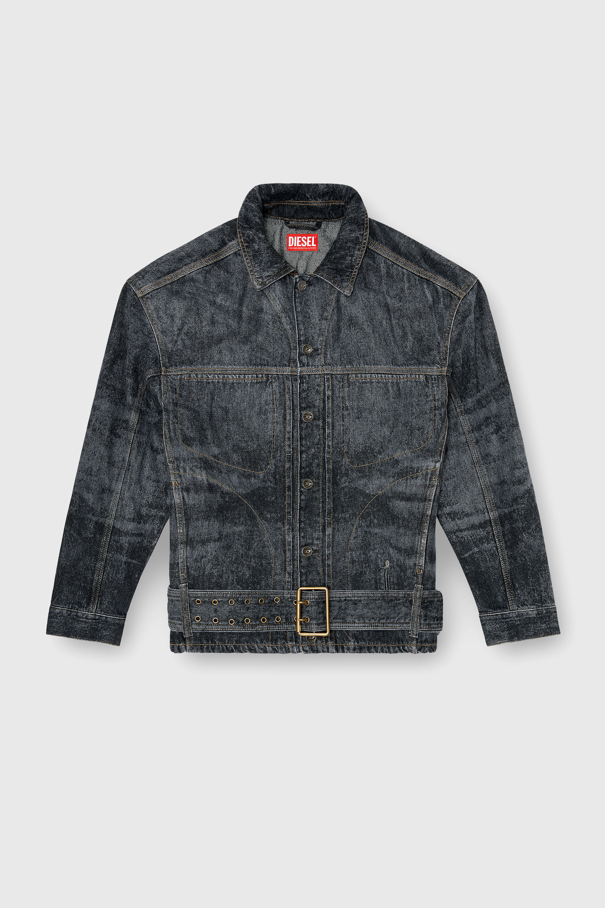 Diesel - D-VALERO-S, Giacca in denim d'ispirazione biker Uomo in Grigio - 2