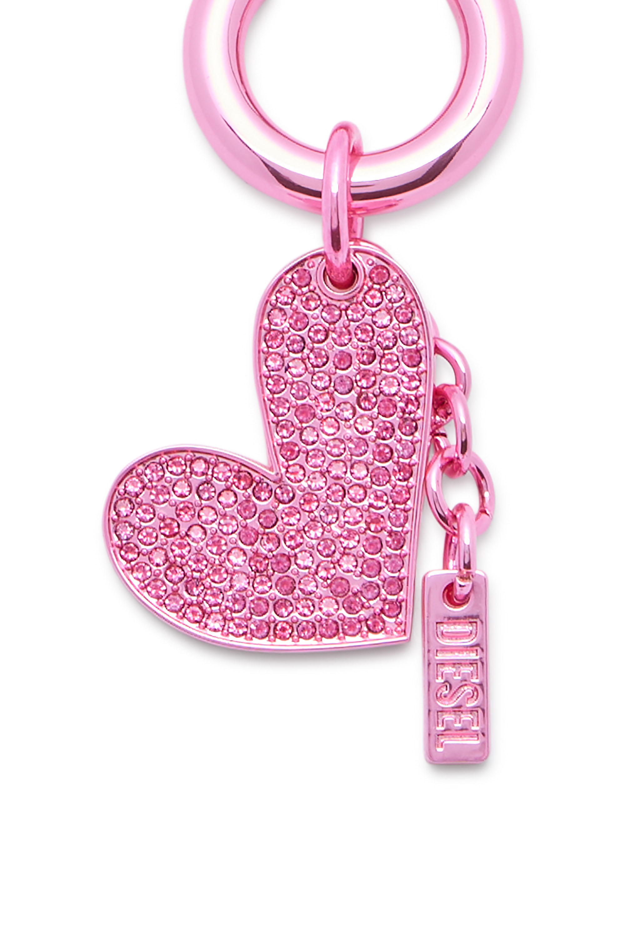 Diesel - CHARM-HEART, Charm a forma di cuore in metallo con strass Donna in Rosa - 4