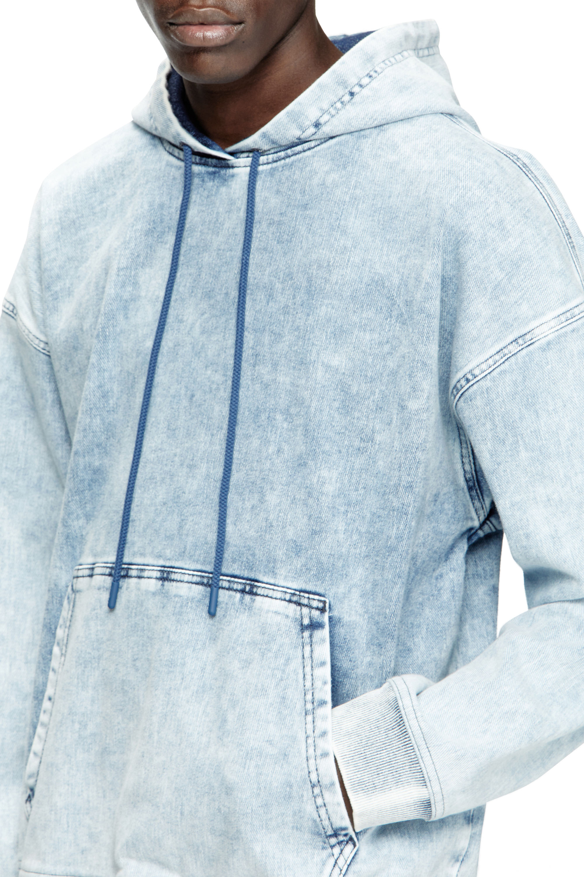 Diesel - D-REBBIT-S-TRACK, Hoodie in denim marmorizzato Unisex in Blu - 5