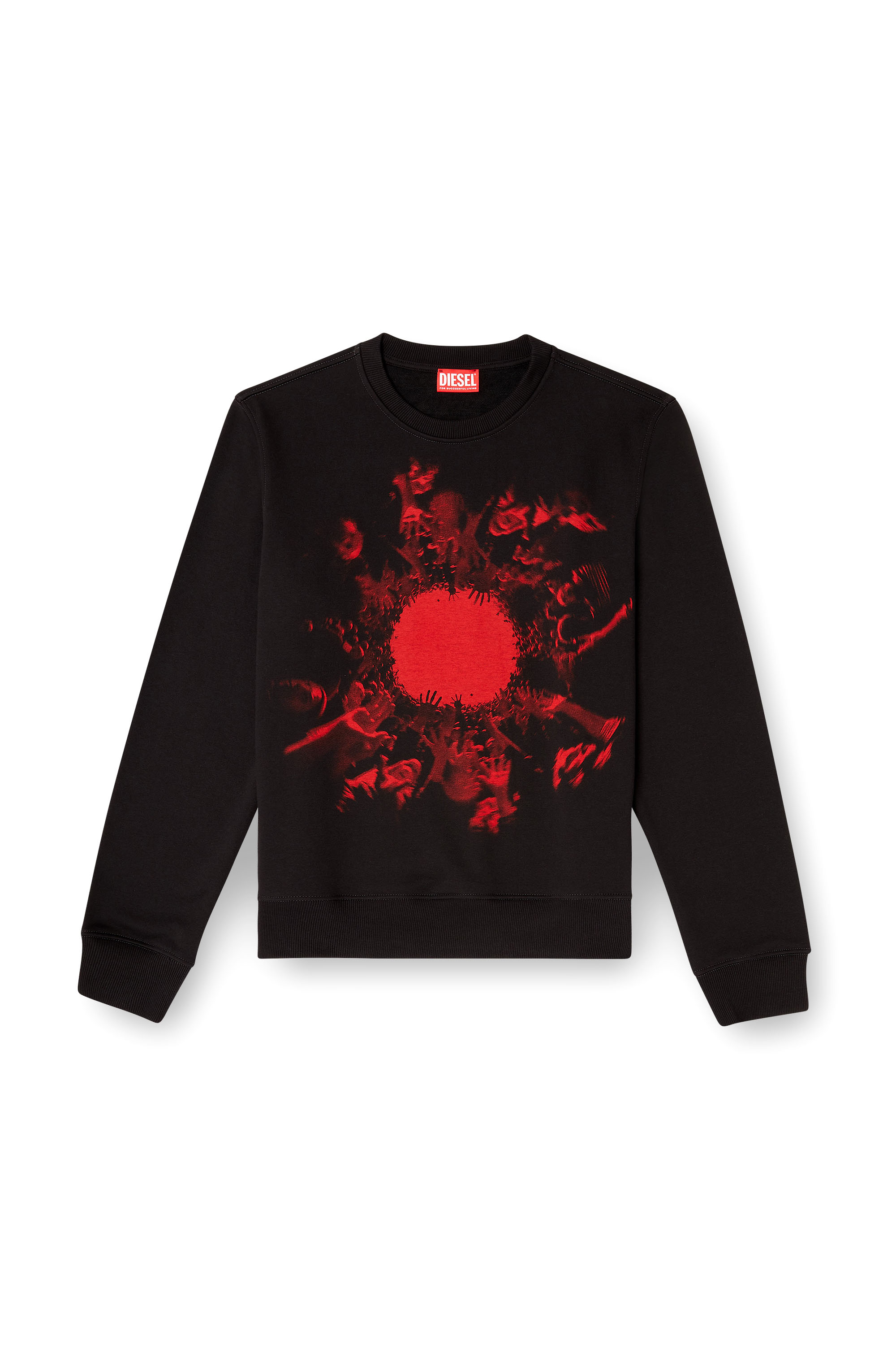 Diesel - S-GINN-T3, Felpa in cotone con stampa grafica Uomo in Nero - 3