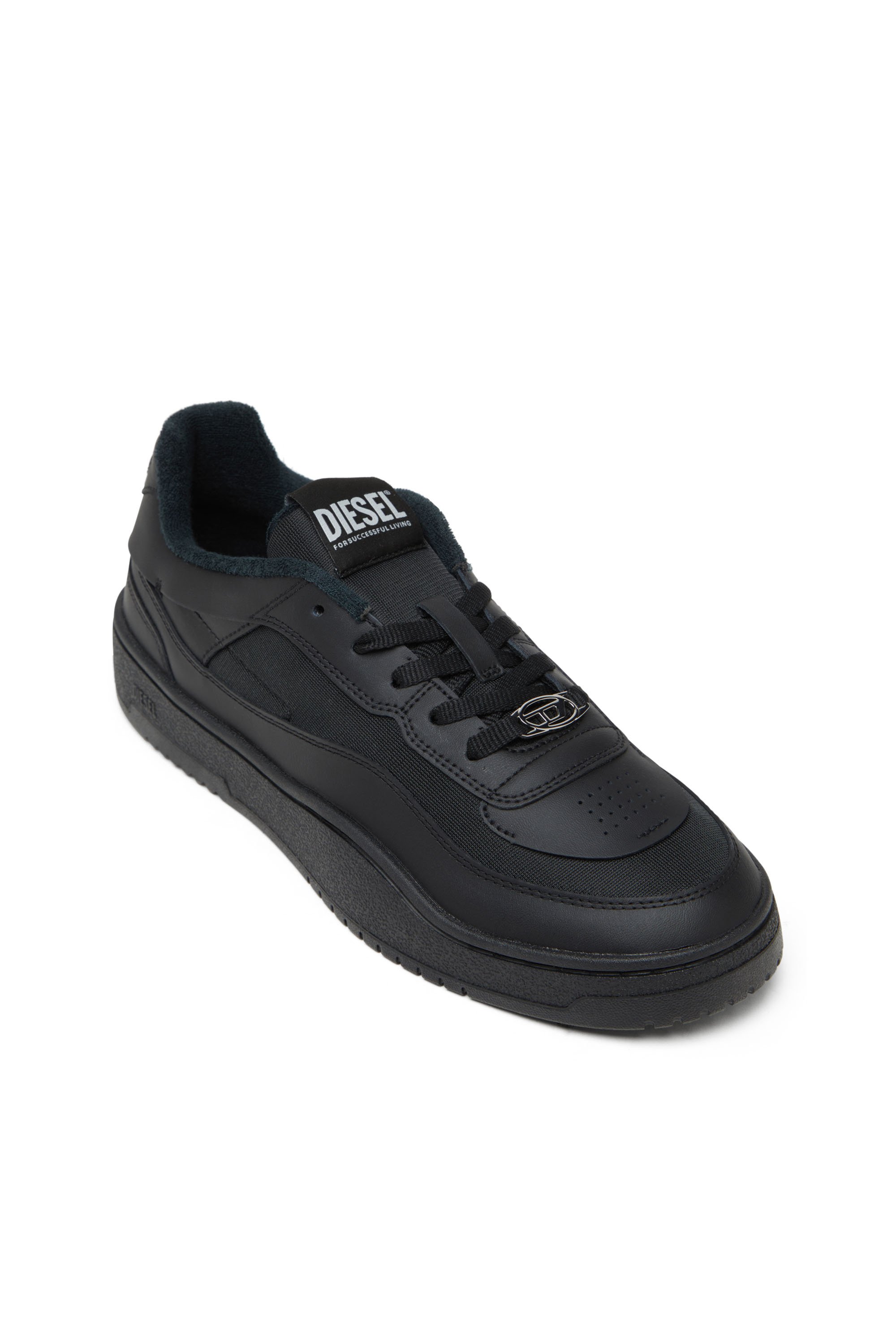 Diesel - S-OVAL SKATE LOW, S-Oval Skate-Sneaker in pelle e tessuto Uomo in Nero - 6