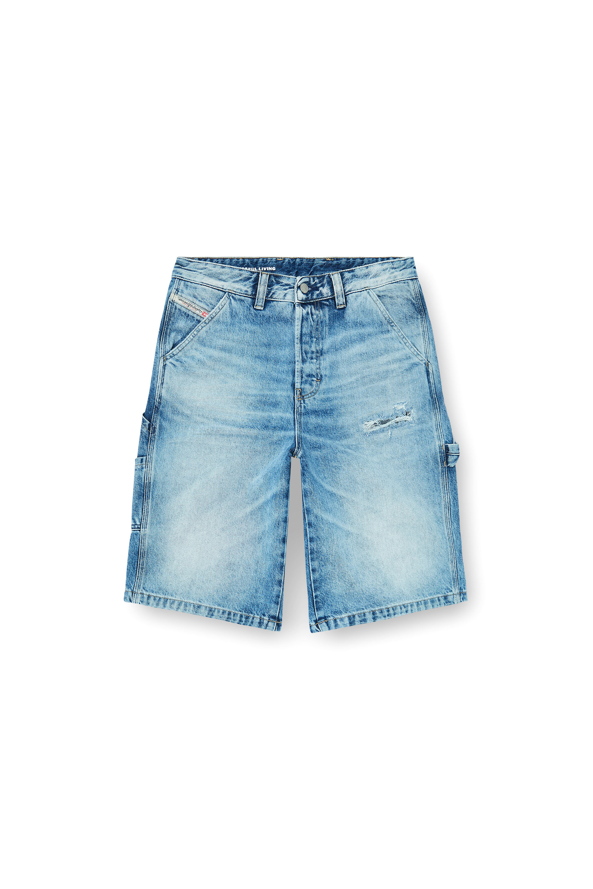 Diesel - D-LIVERY-W-SHORT, Shorts relaxed in denim fluido con rotture Uomo in ToBeDefined - 2