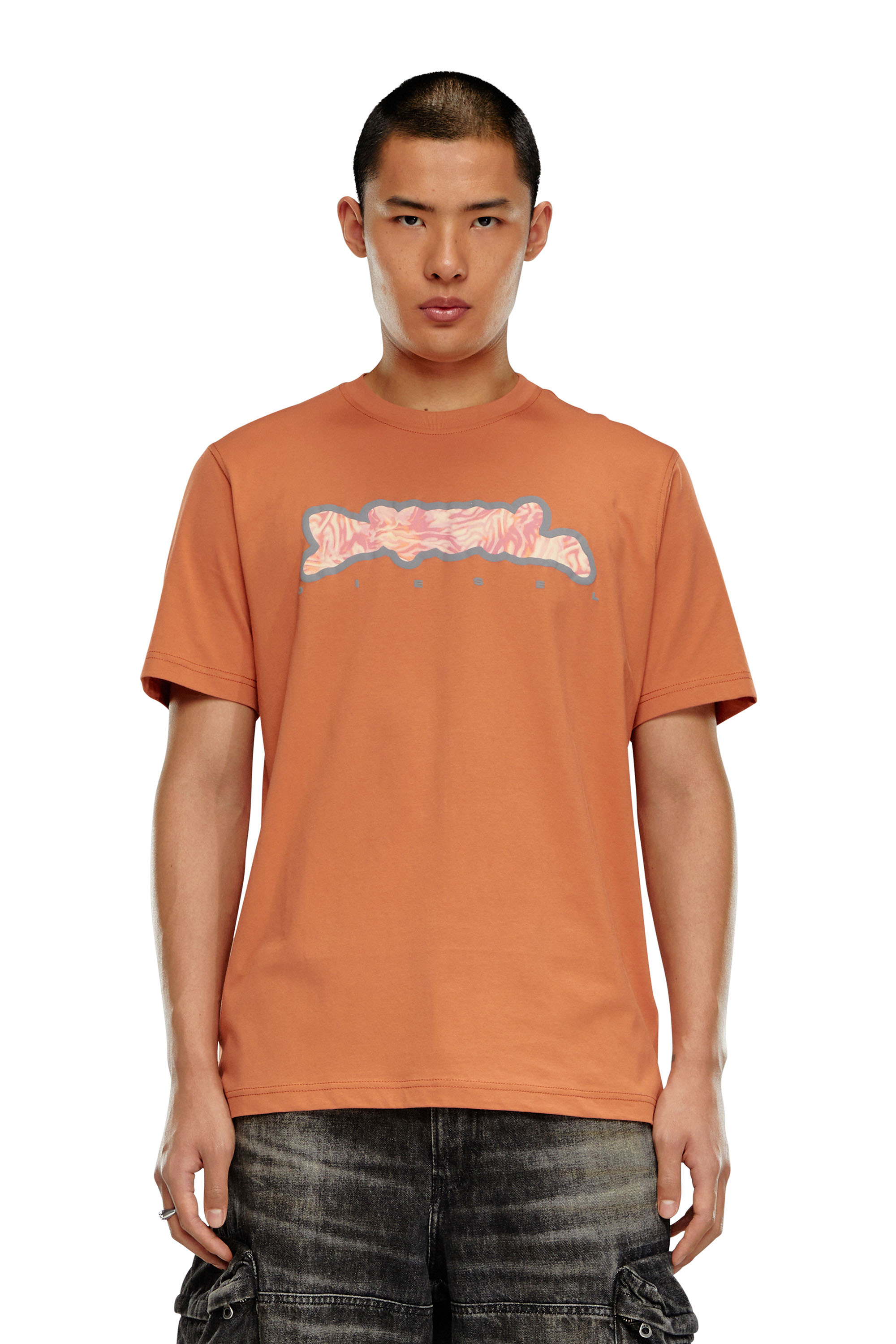 Diesel - T-JUST-N16, Uomo T-shirt con stampa camo zebrata in Arancione - Image 1