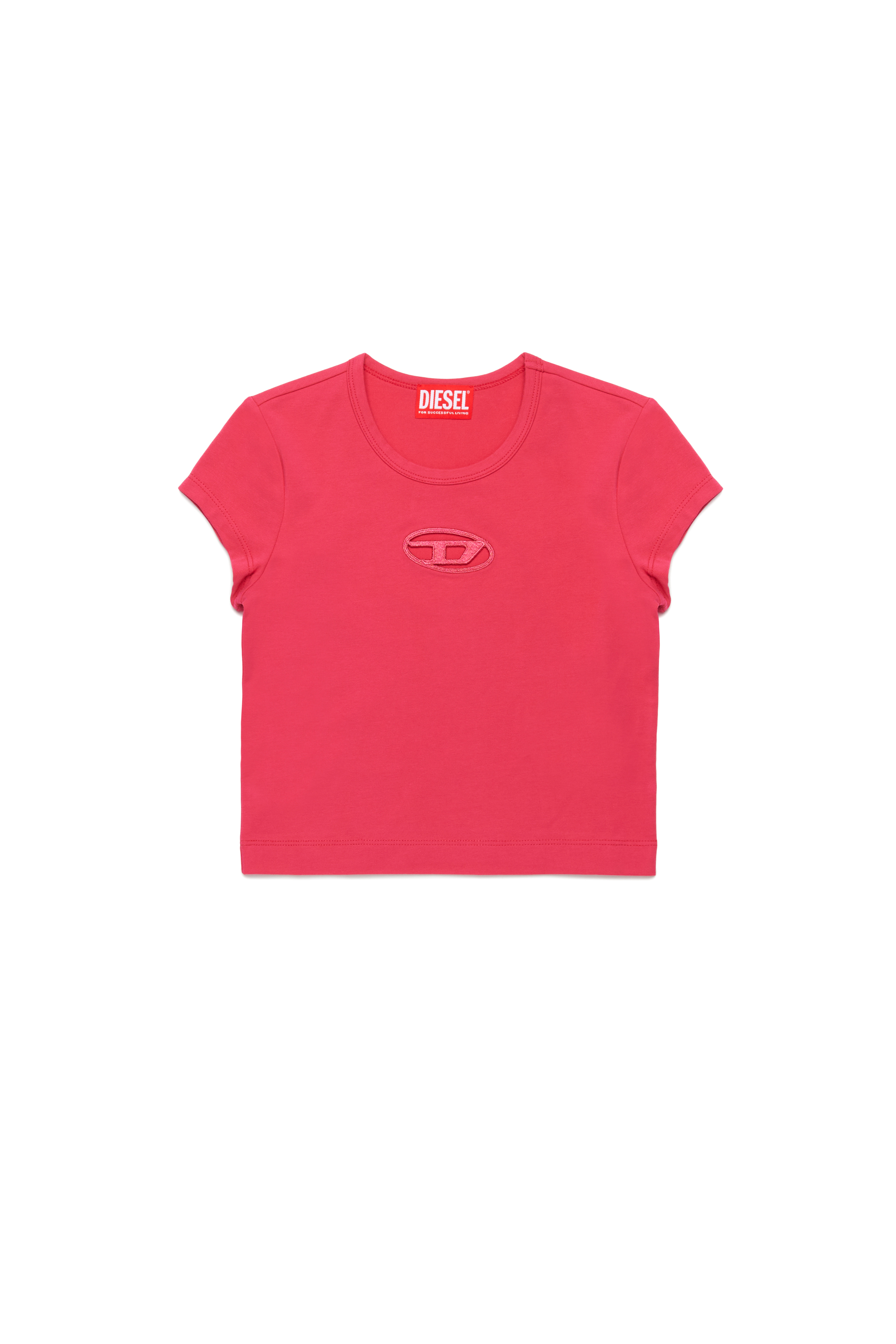 Diesel - TANGIE, T-shirt con logo Oval D cut-out Donna in Rosa - 1