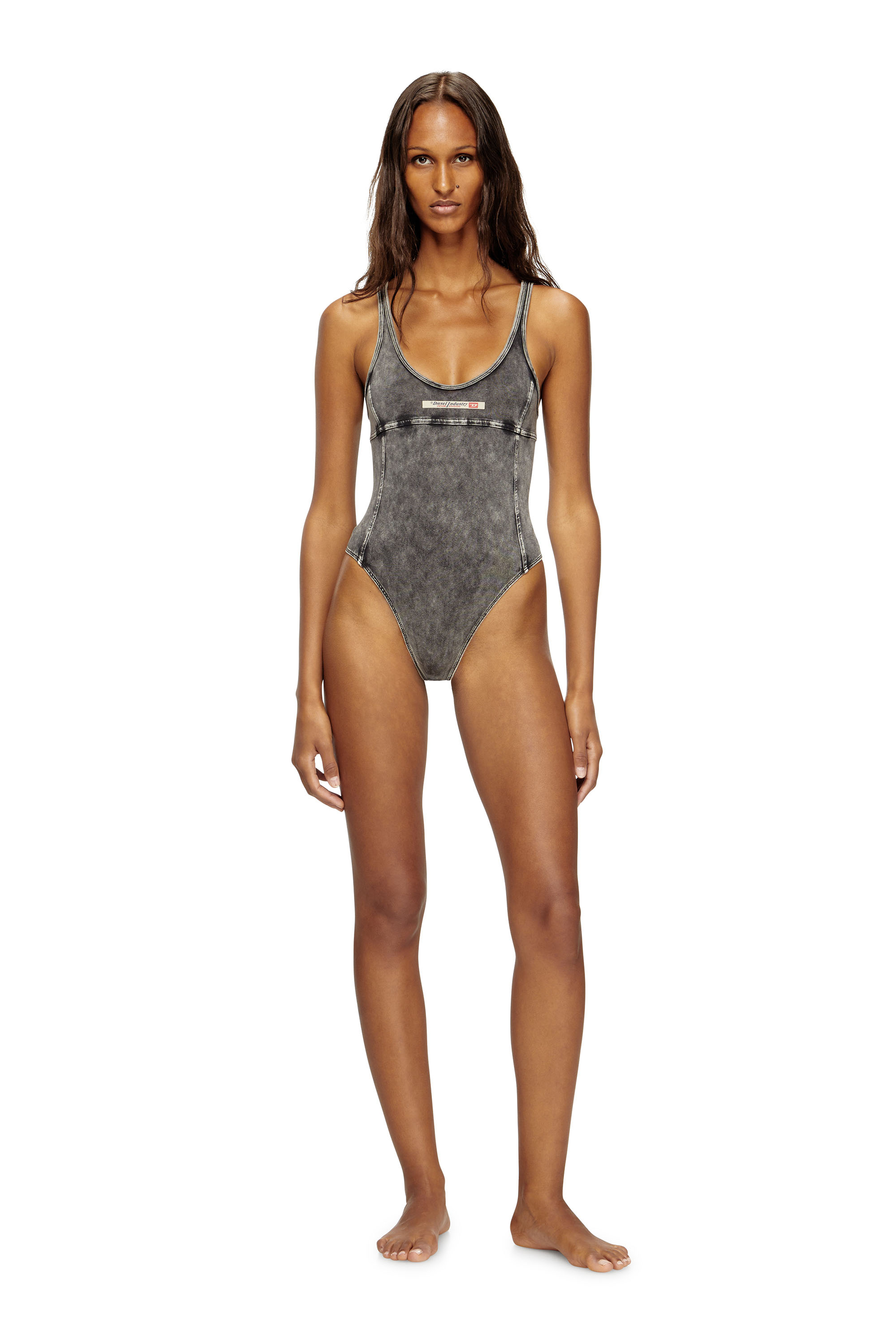 Diesel - PHOEBE-DNM, Body in jersey effetto denim Donna in Grigio - 2