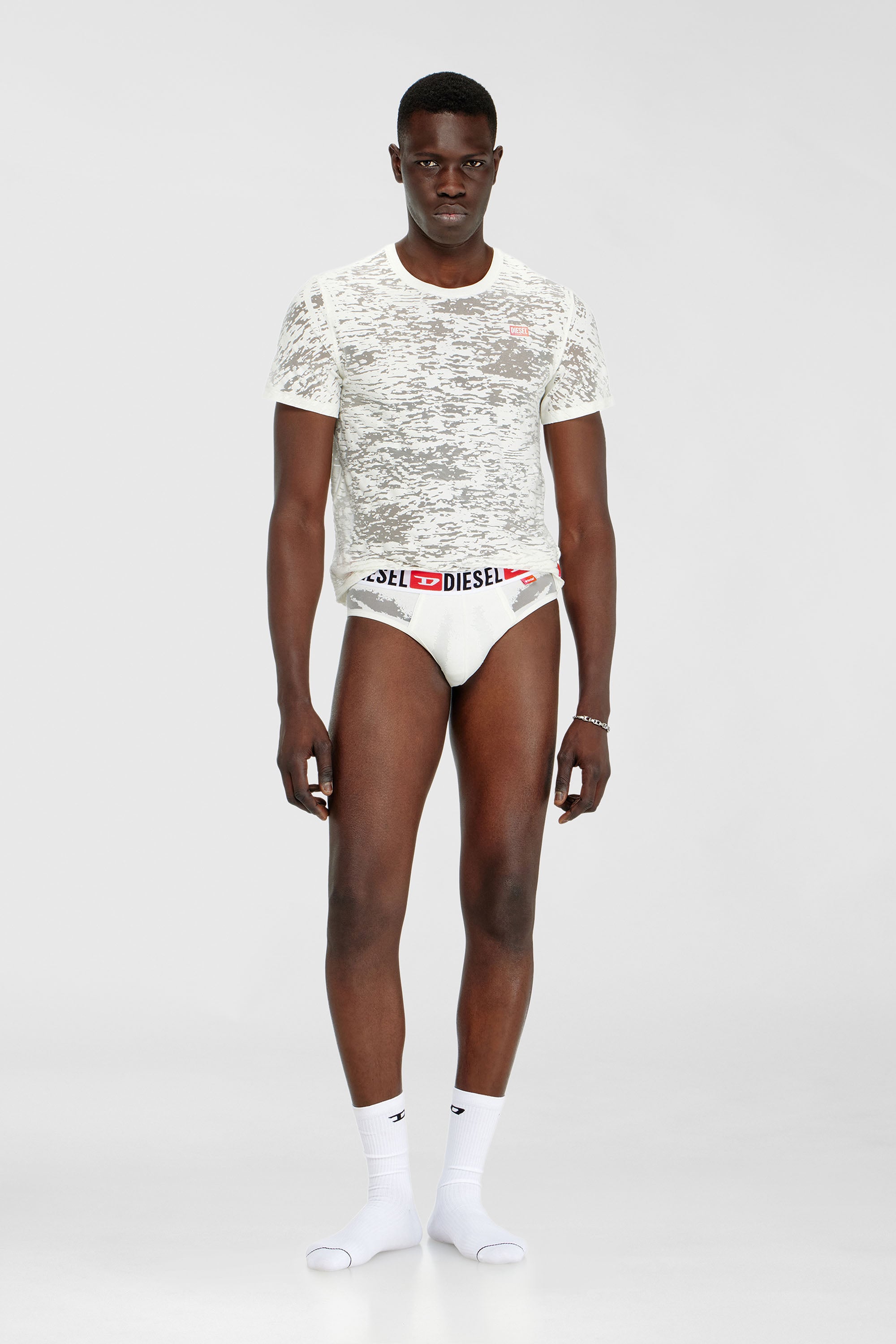 Diesel - PR-ANDRE, Slip con effetto devor&eacute; trasparente Uomo in Bianco - 1