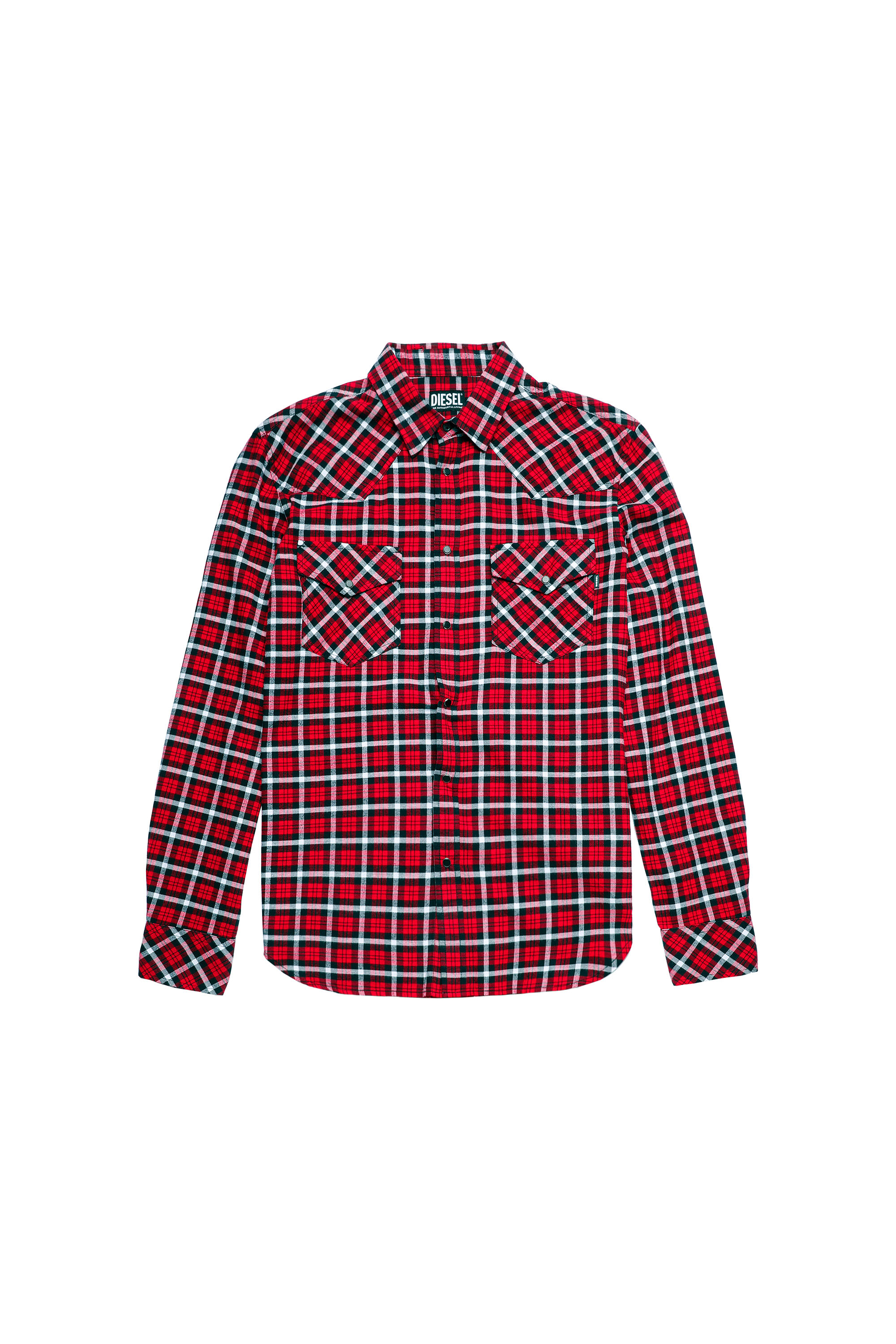S-EAST-LONG-CHK-B, Rosso/Nero - Camicie