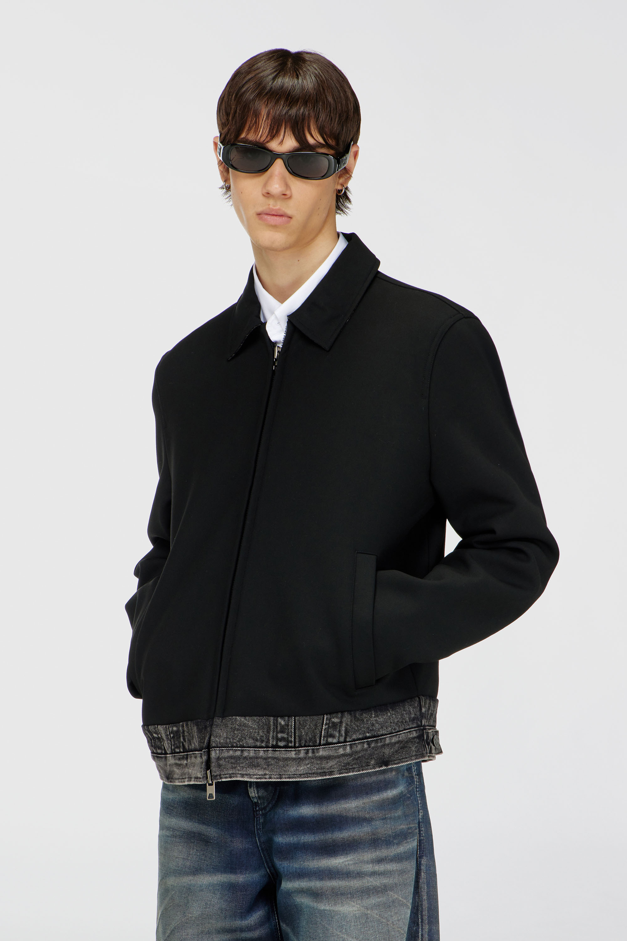 Diesel - J-RAJAM, Giacca coach con inserto in denim Uomo in Nero - 3