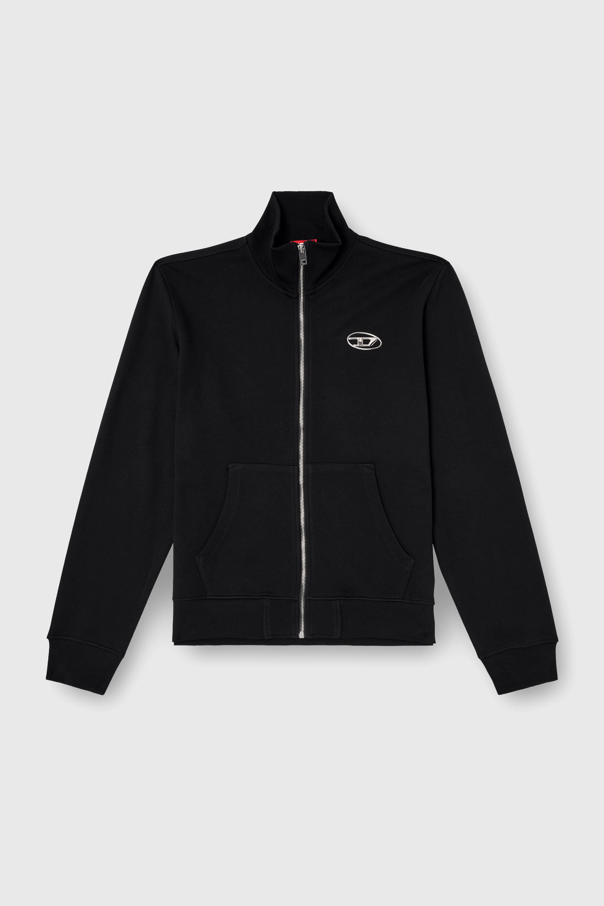 Diesel - S-GINNI-ZIP-OD, Felpa con zip e logo metallizzato Uomo in Nero - 2