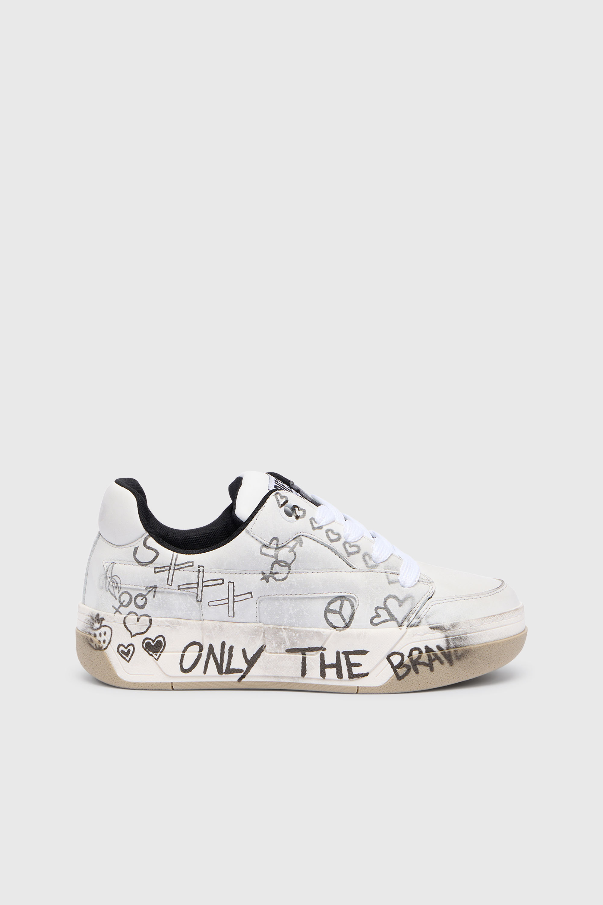 Diesel - S-D-OLLIE LOW, S-D-Ollie-Sneaker in pelle con stampa graffiti Uomo in Bianco - 1