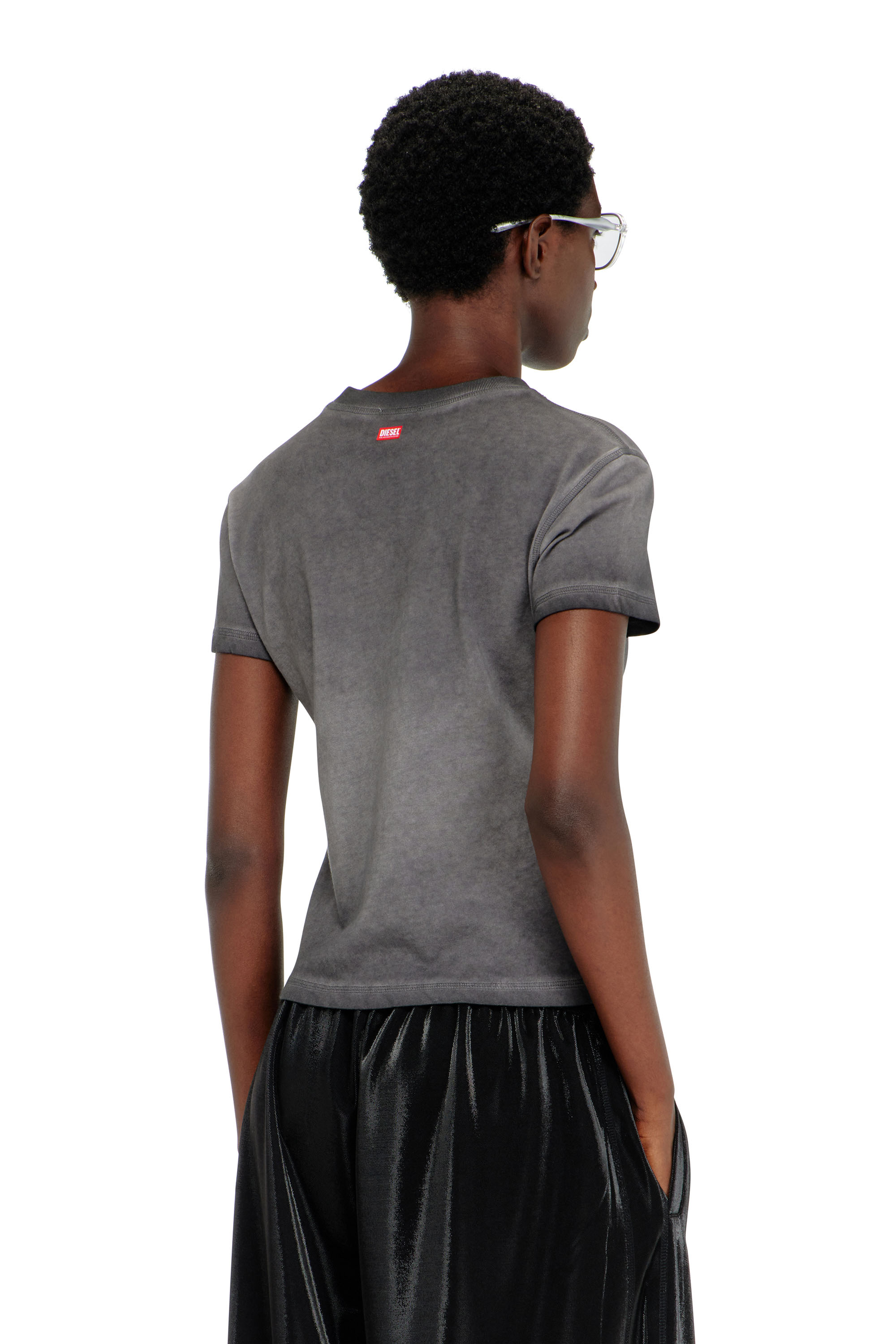 Diesel - T-ILA-AA7, T-shirt slim con d&eacute;vor&eacute; Phoenix Donna in Grigio - 4